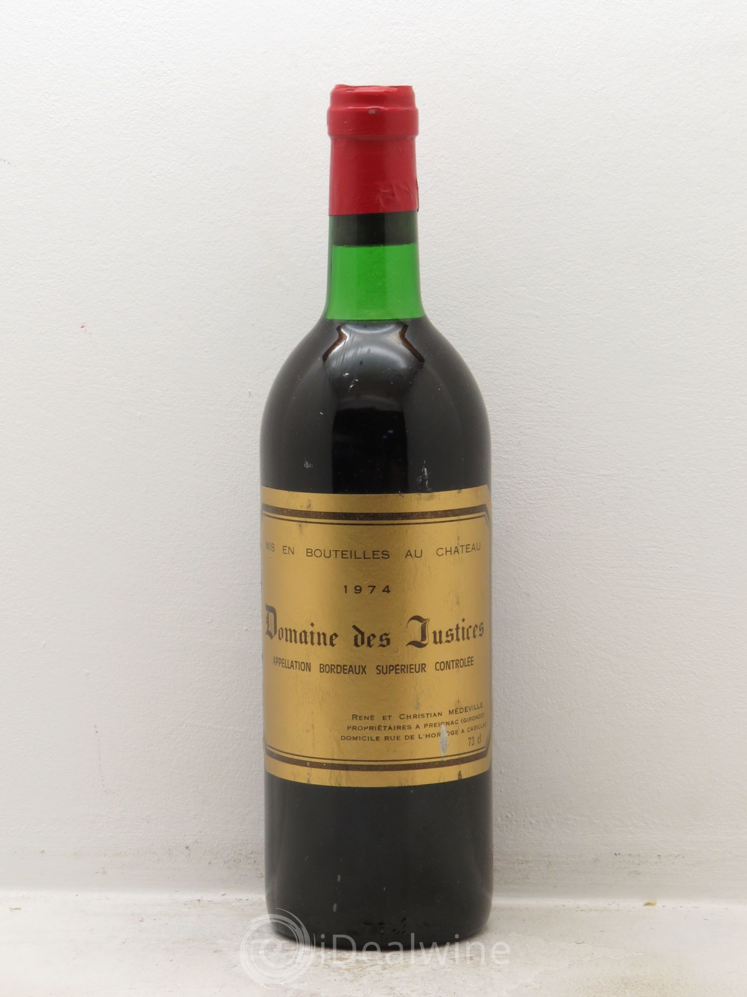 Bordeaux Château Les Justices (sans prix de réserve) 1974 - Posten von 1 Flasche - 0