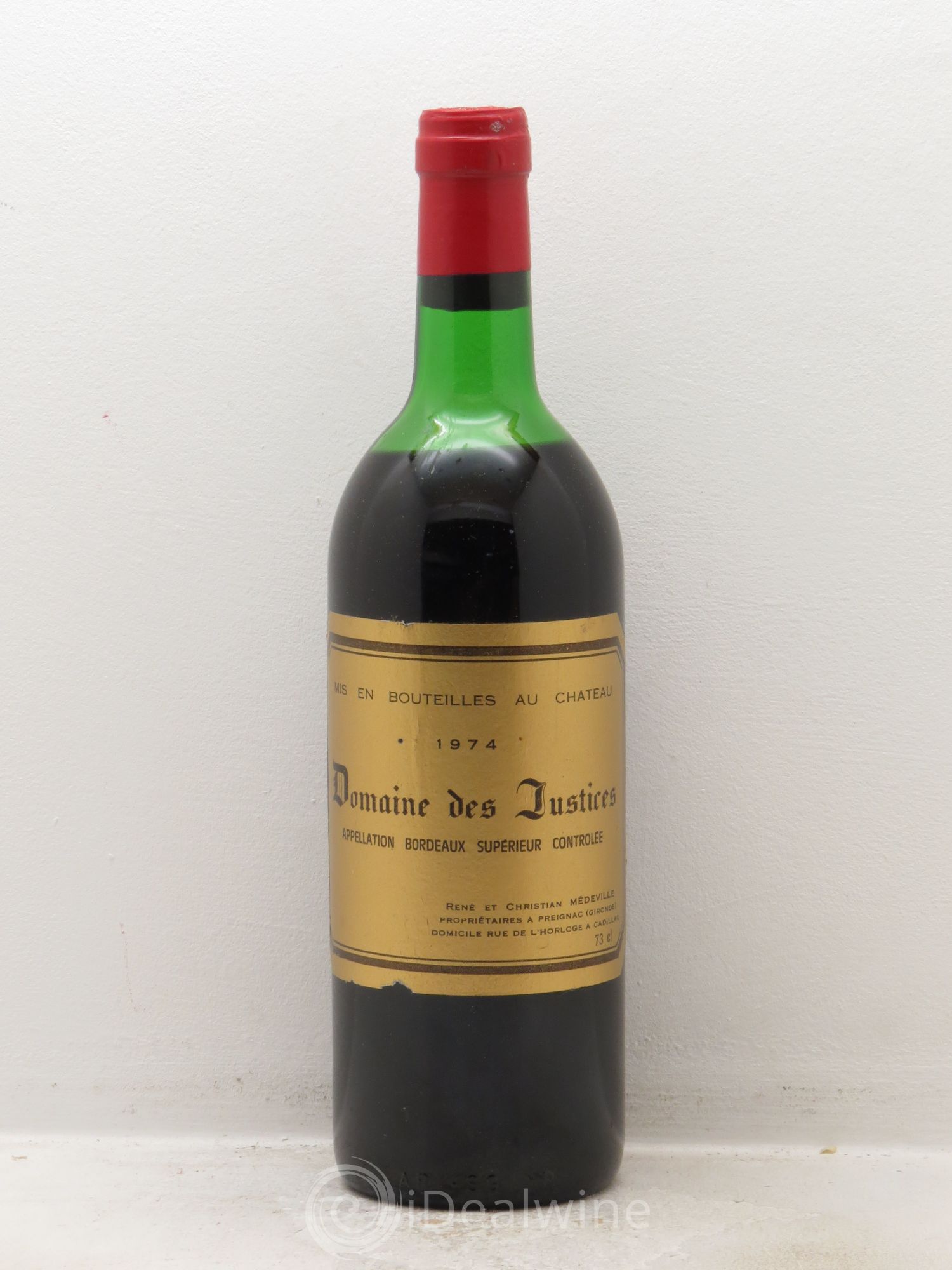 Bordeaux Château Les Justices (sans prix de réserve) 1974 - Posten von 1 Flasche - 0