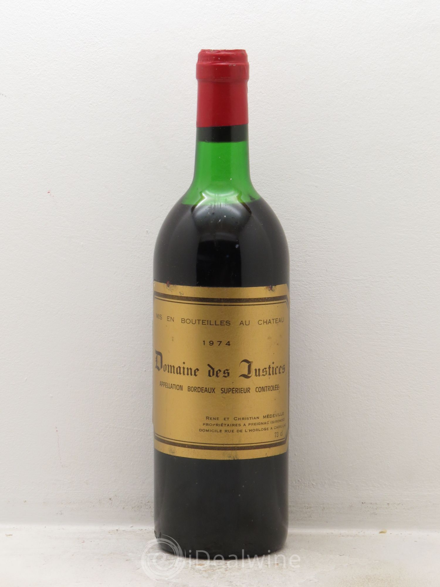 Bordeaux Château Les Justices (sans prix de réserve) 1974 - Posten von 1 Flasche - 0