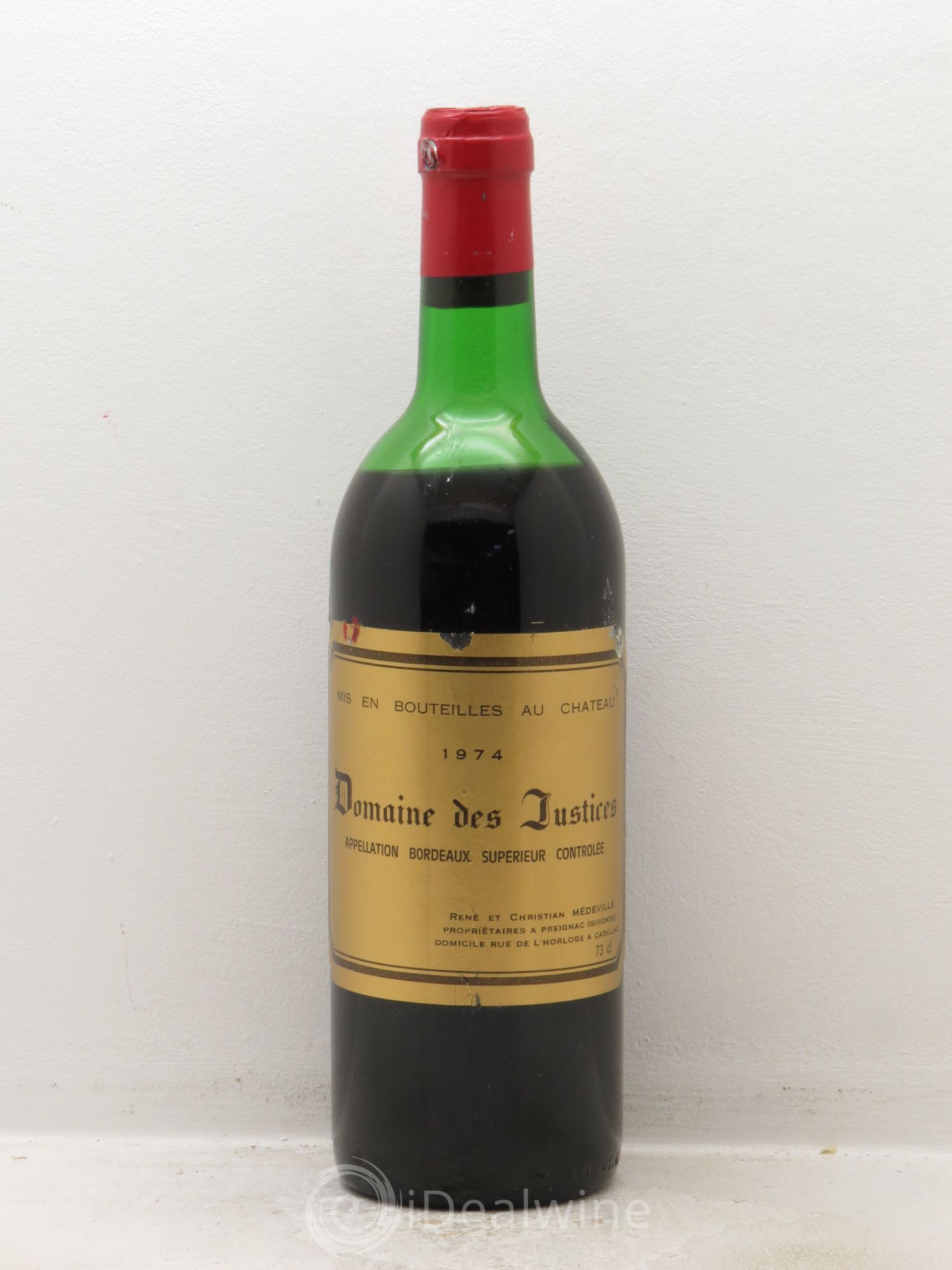 Bordeaux Château Les Justices (sans prix de réserve) 1974 - Posten von 1 Flasche - 0