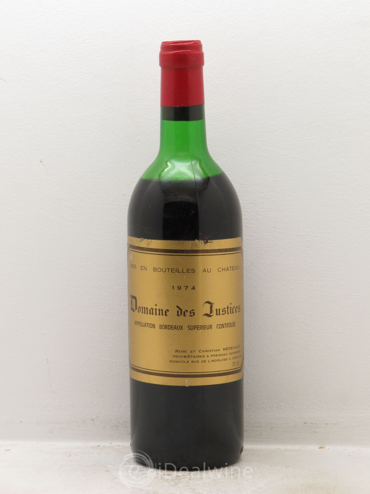 Bordeaux Château Les Justices (sans prix de réserve) 1974 - Posten von 1 Flasche - 0