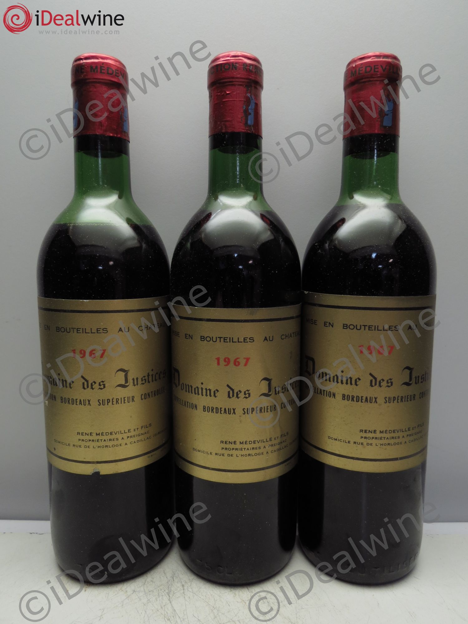 Bordeaux Château Justices 1967 - Posten von 3 Flaschen - 0