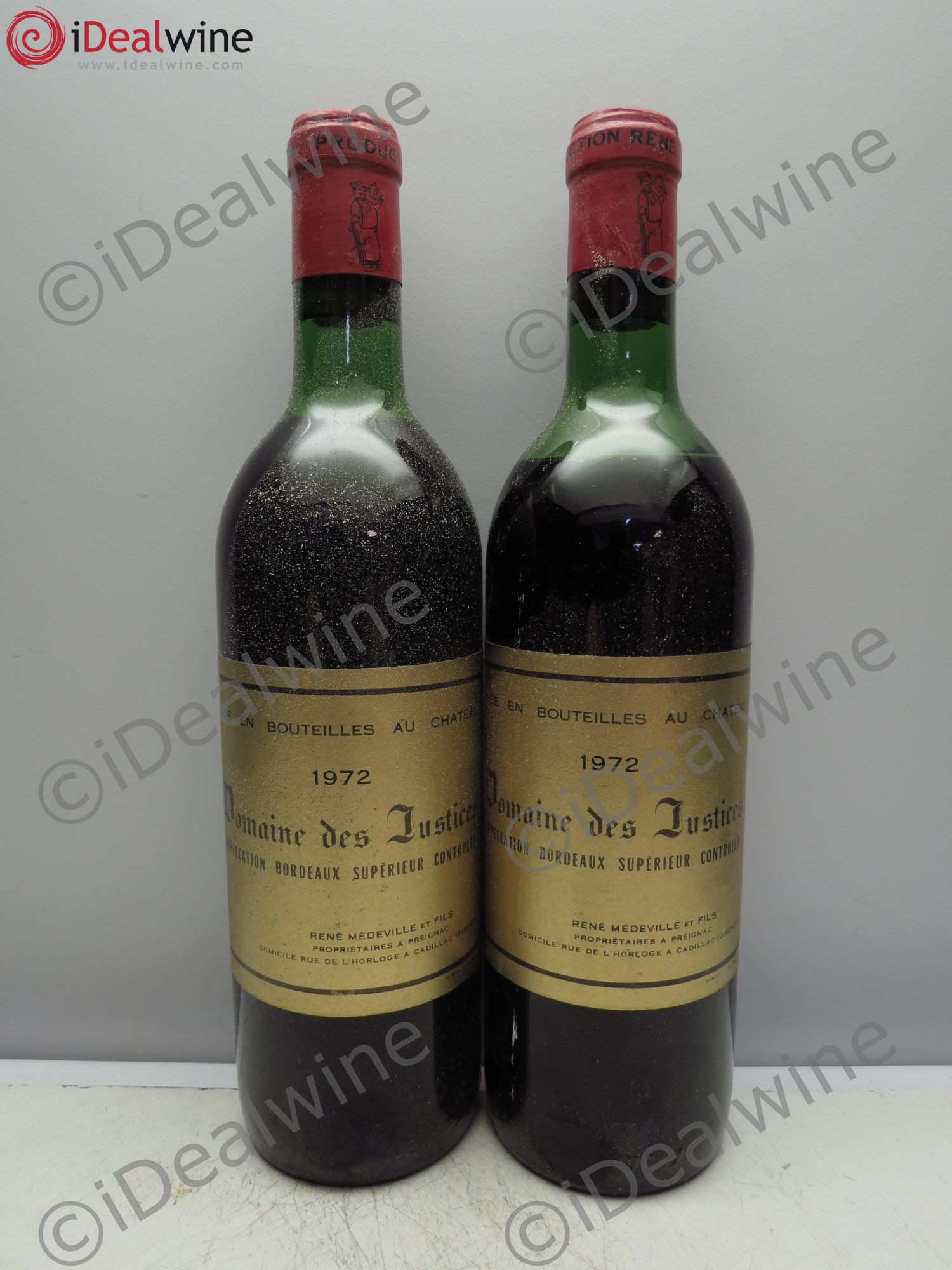 Bordeaux Château Justices 1972 - Lot de 2 bouteilles - 0