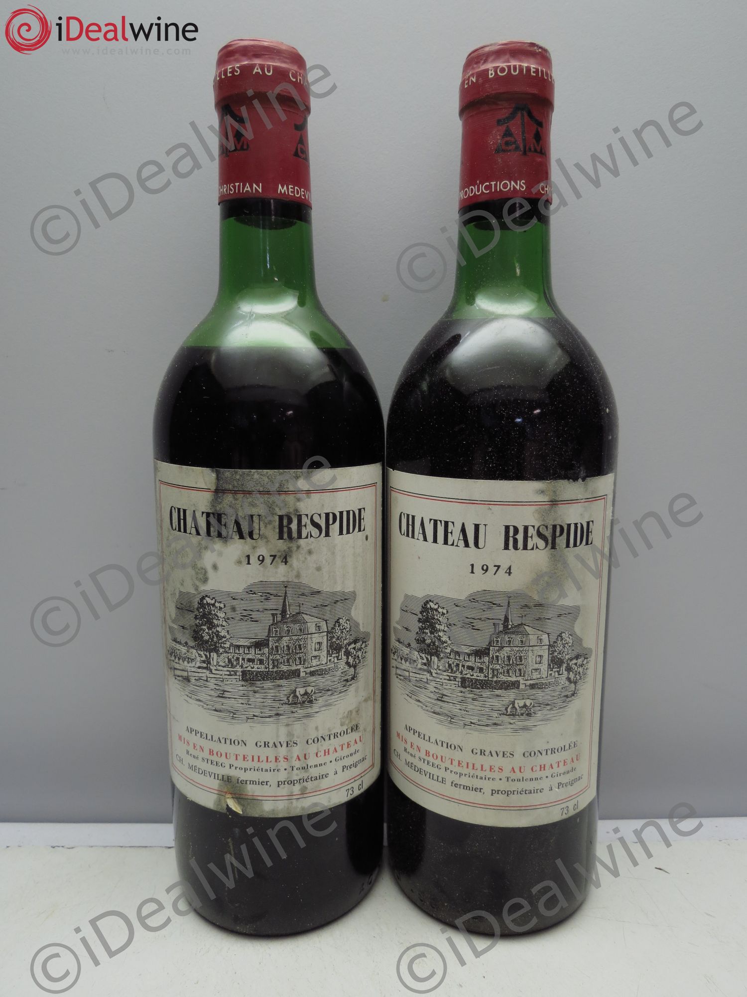 Château Respide Médeville 1974 - Lot de 2 bouteilles - 0