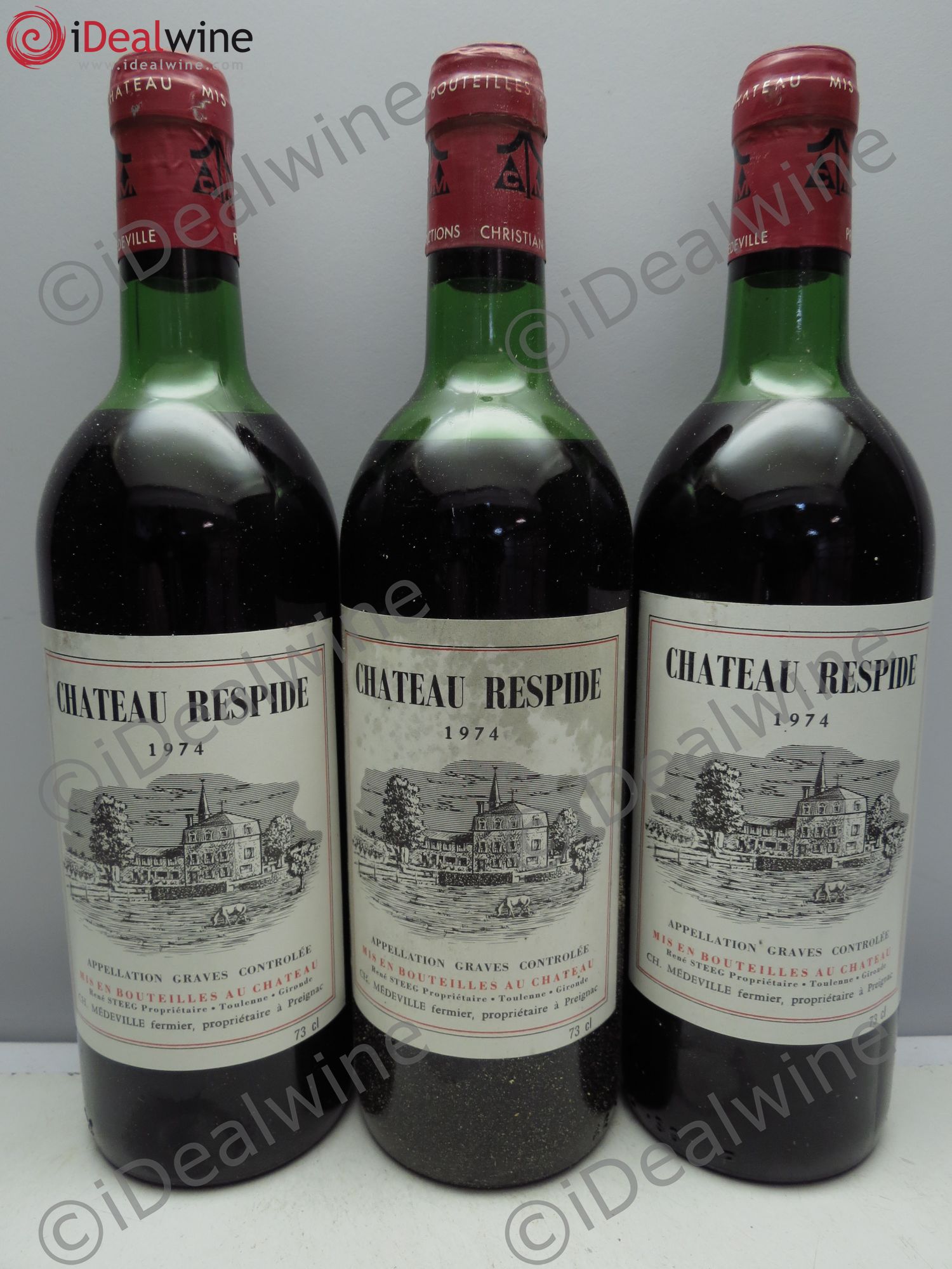 Château Respide Médeville 1974 - Lot de 3 bouteilles - 0