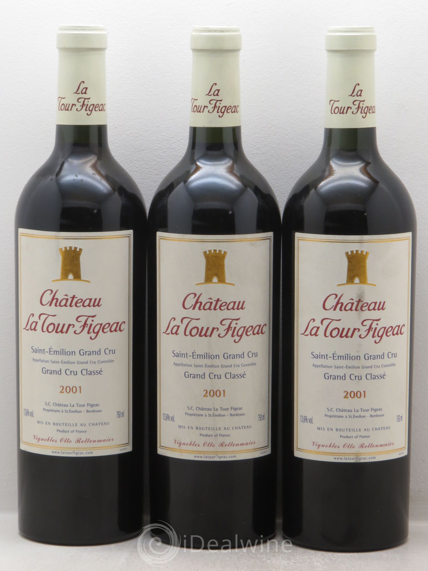 Château la Tour Figeac Grand Cru Classé 2001 - Lot de 3 bouteilles - 0