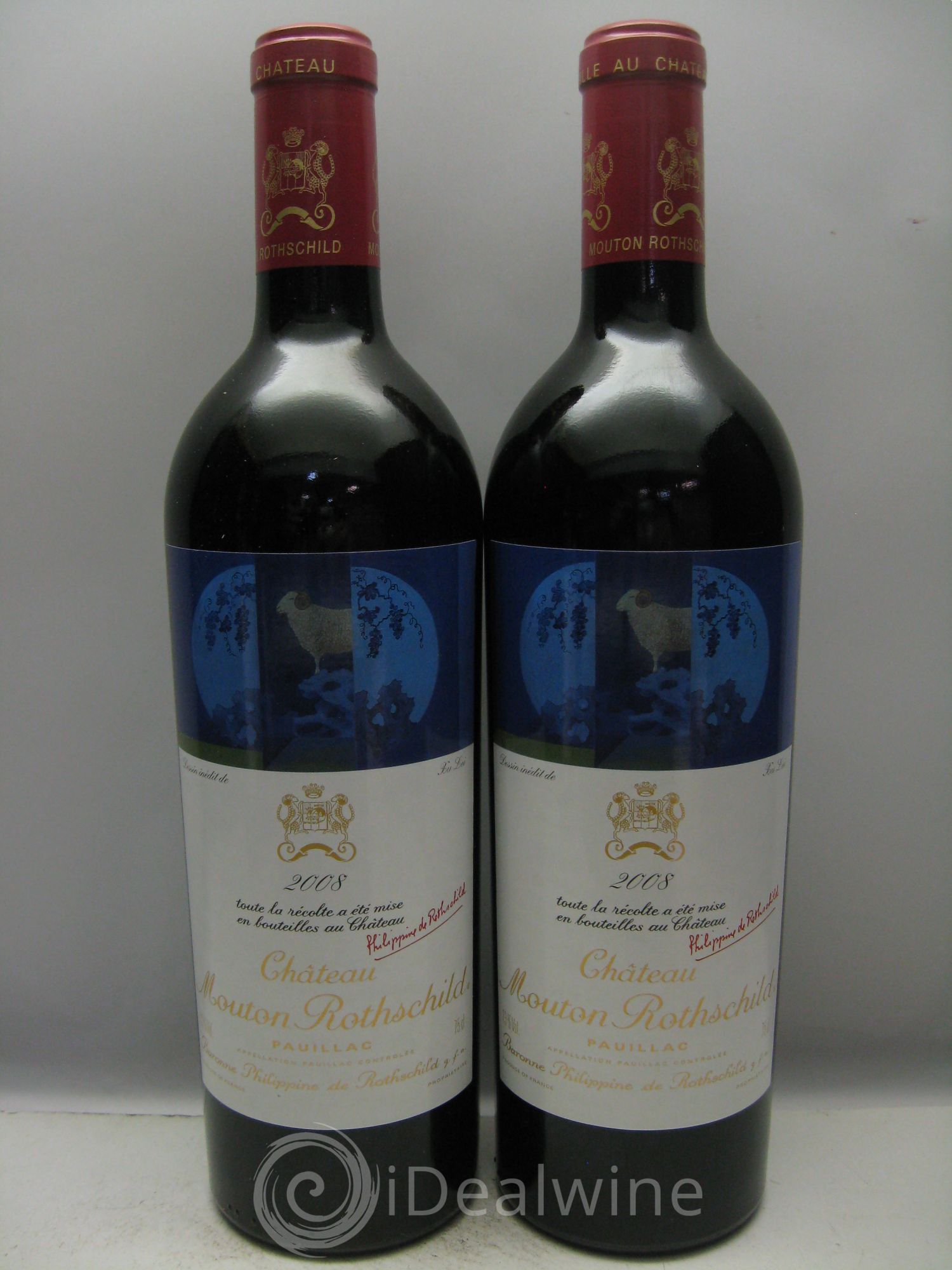 Château Mouton Rothschild 1er Grand Cru Classé 2008 - Lot de 12 bouteilles - 0
