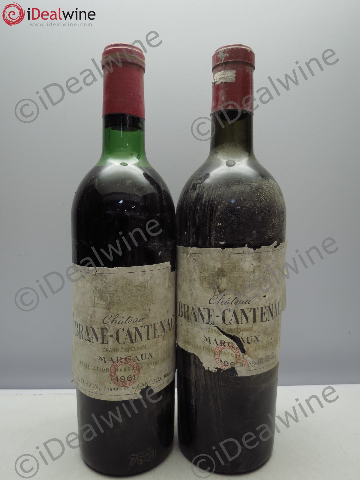 Château Brane Cantenac 2ème Grand Cru Classé Tampon Nicolas 1961 - Lot de 2 bouteilles - 0