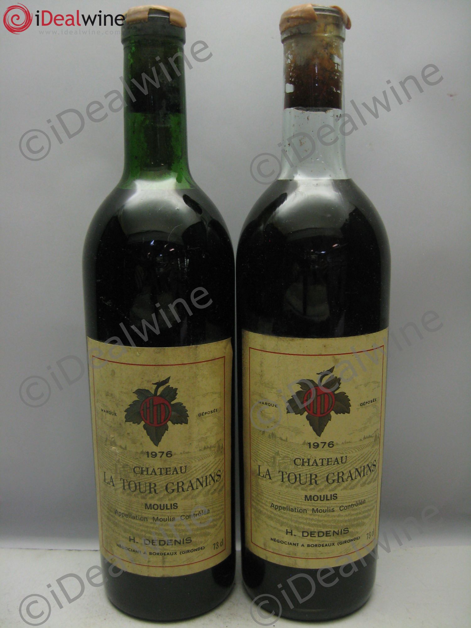 Moulis en Médoc Château La Tour Granins mise Négoce H. Dedenis (bouteilles différentes) 1976 - Posten von 2 Flaschen - 0