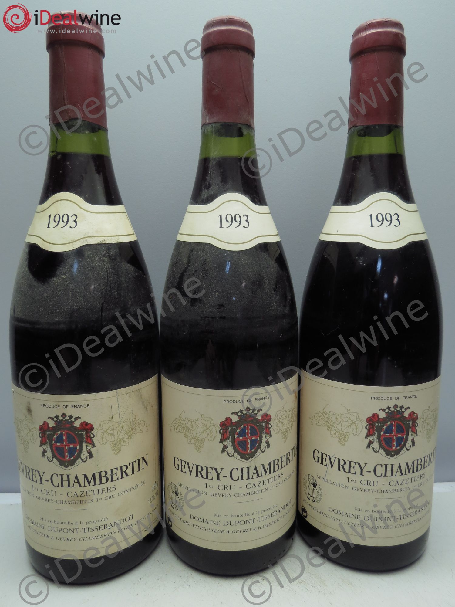 Gevrey-Chambertin 1er Cru Cazetiers, Dupont Tisserandot 1 Trace de stylo 1993 - Posten von 3 Flaschen - 0