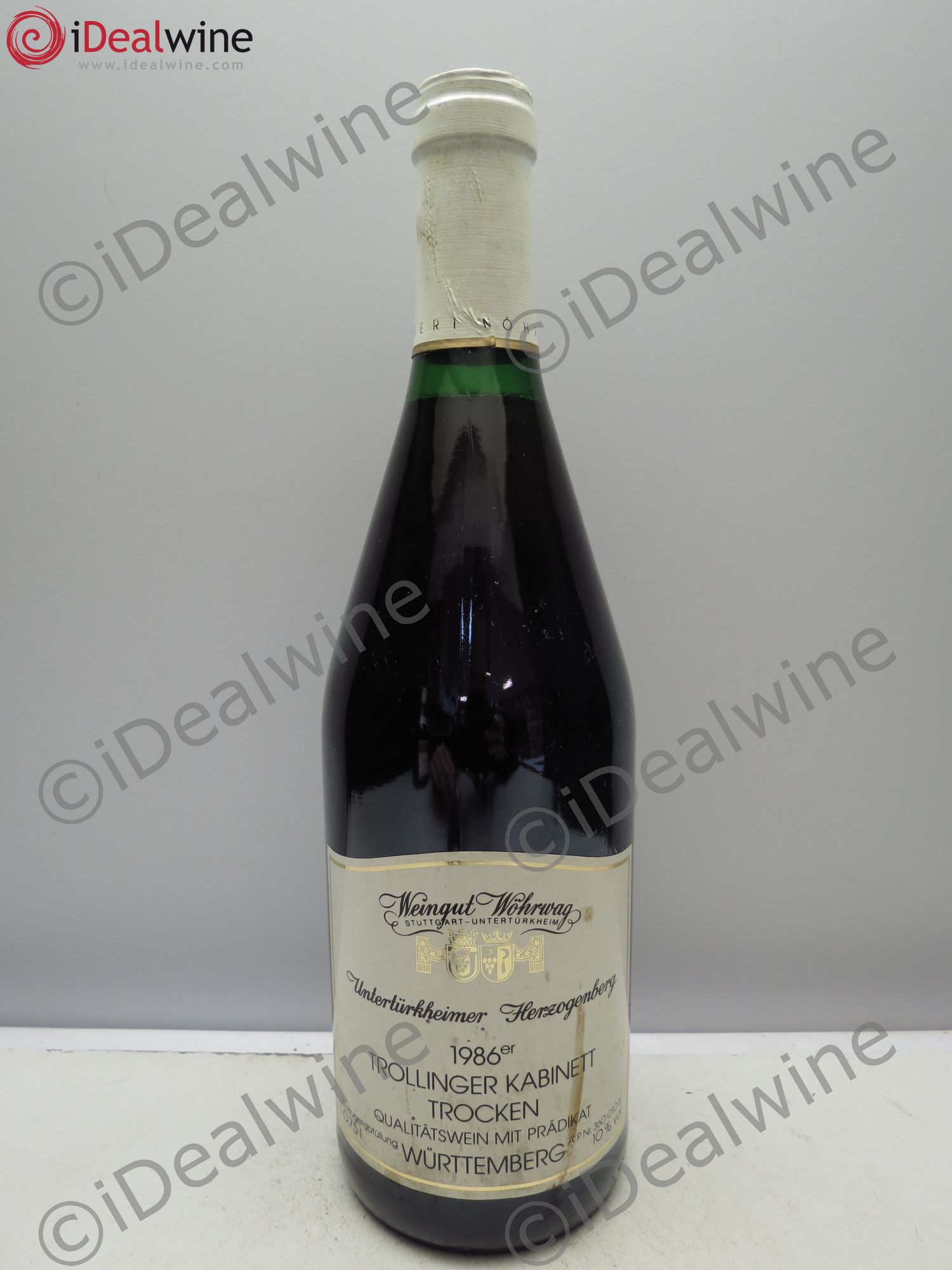 Allemagne Rheingau Untertürkheimer Herzogenberg Trollinger Kabinett Würtemberg (particules en suspension) 1986 - Posten von 1 Flasche - 0