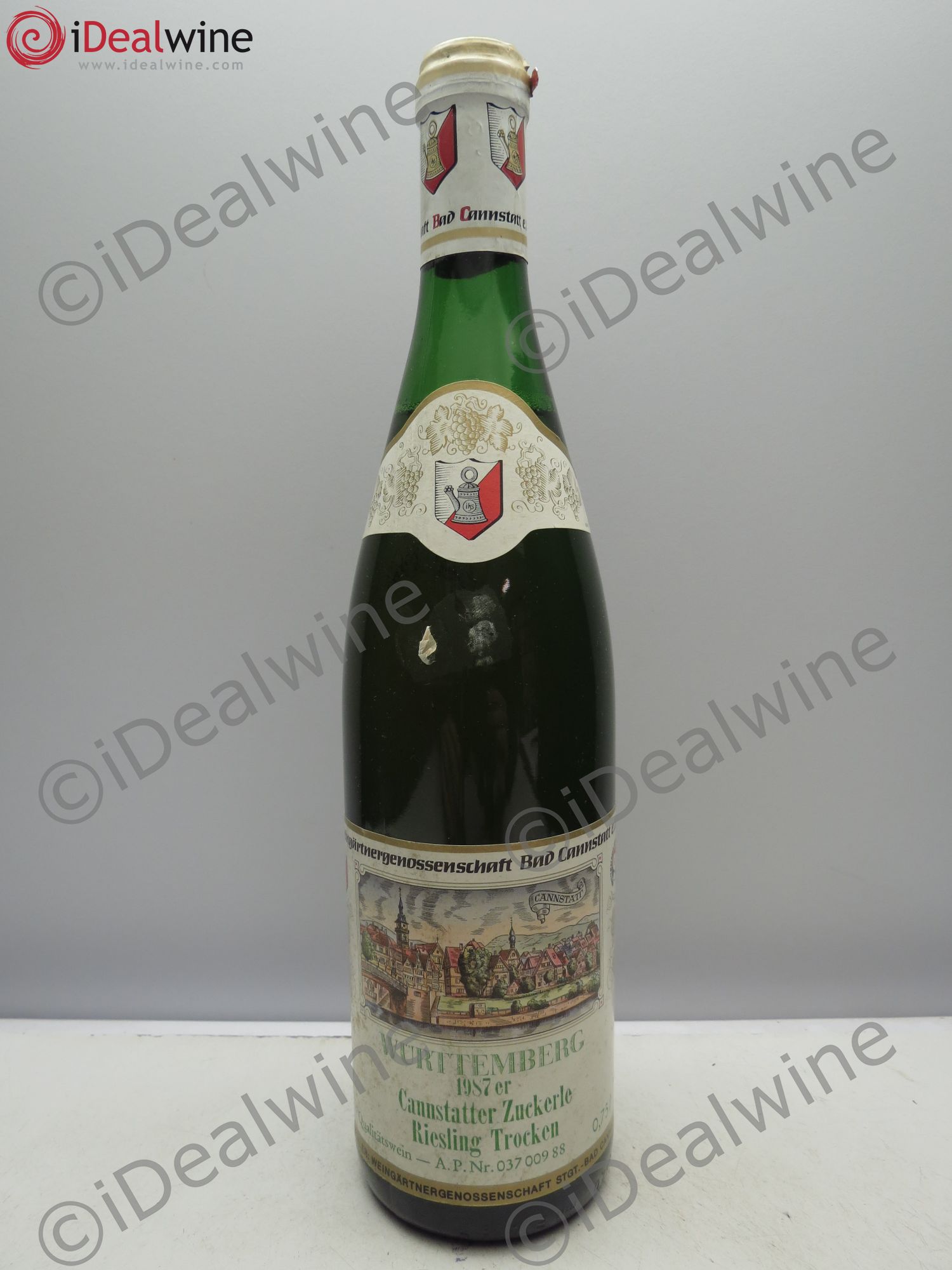 Riesling Würtemberg, Trocken (Particules en suspension)(sans prix de réserve / no reserve) 1987 - Posten von 1 Flasche - 0