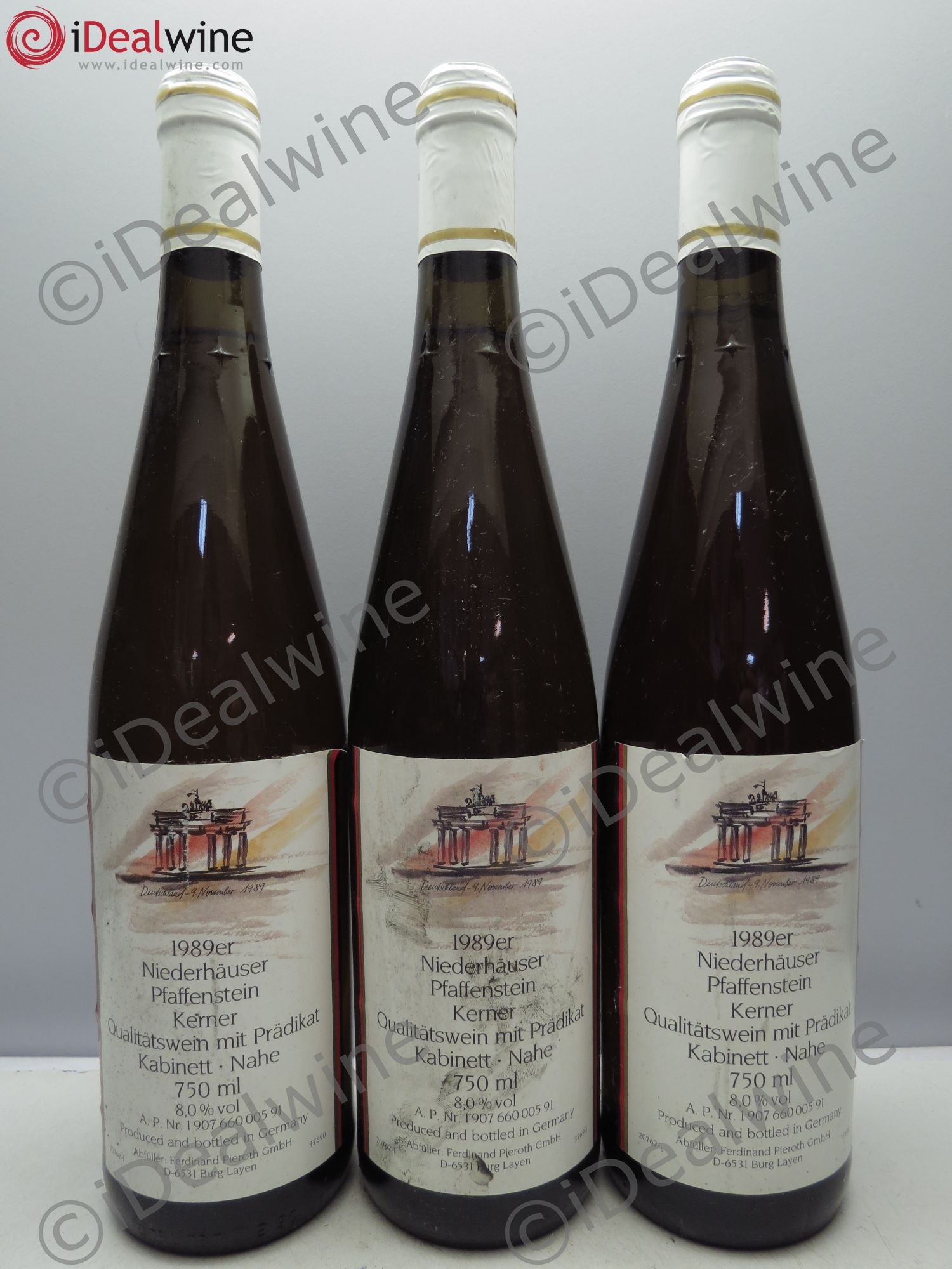 Allemagne Rheingau Pieroth Niederhauser Pfaffenstein Kabinett 1989 - Posten von 3 Flaschen - 0