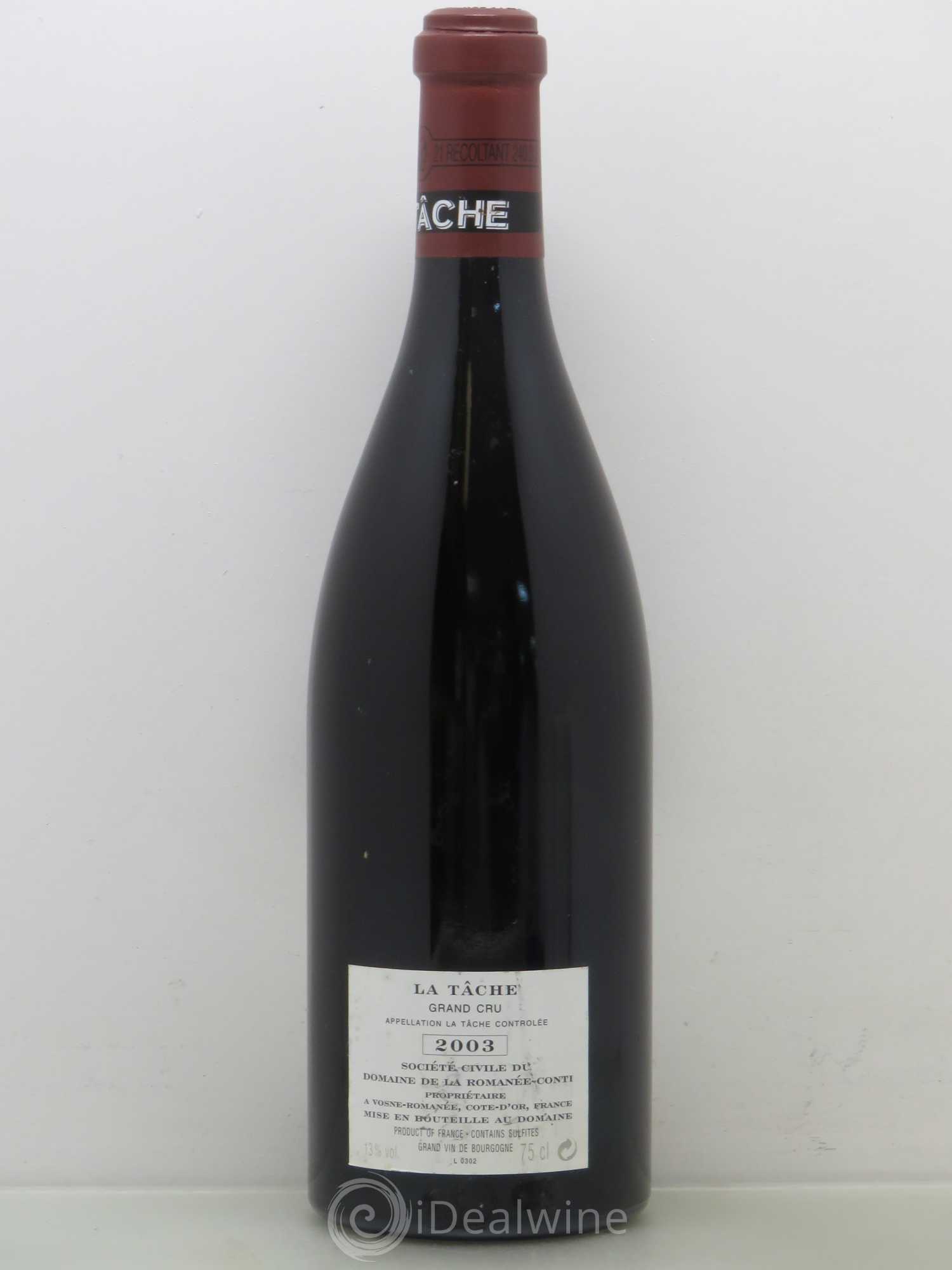 La Tâche Grand Cru Domaine de la Romanée-Conti 2003 - Lot de 1 bouteille - 1