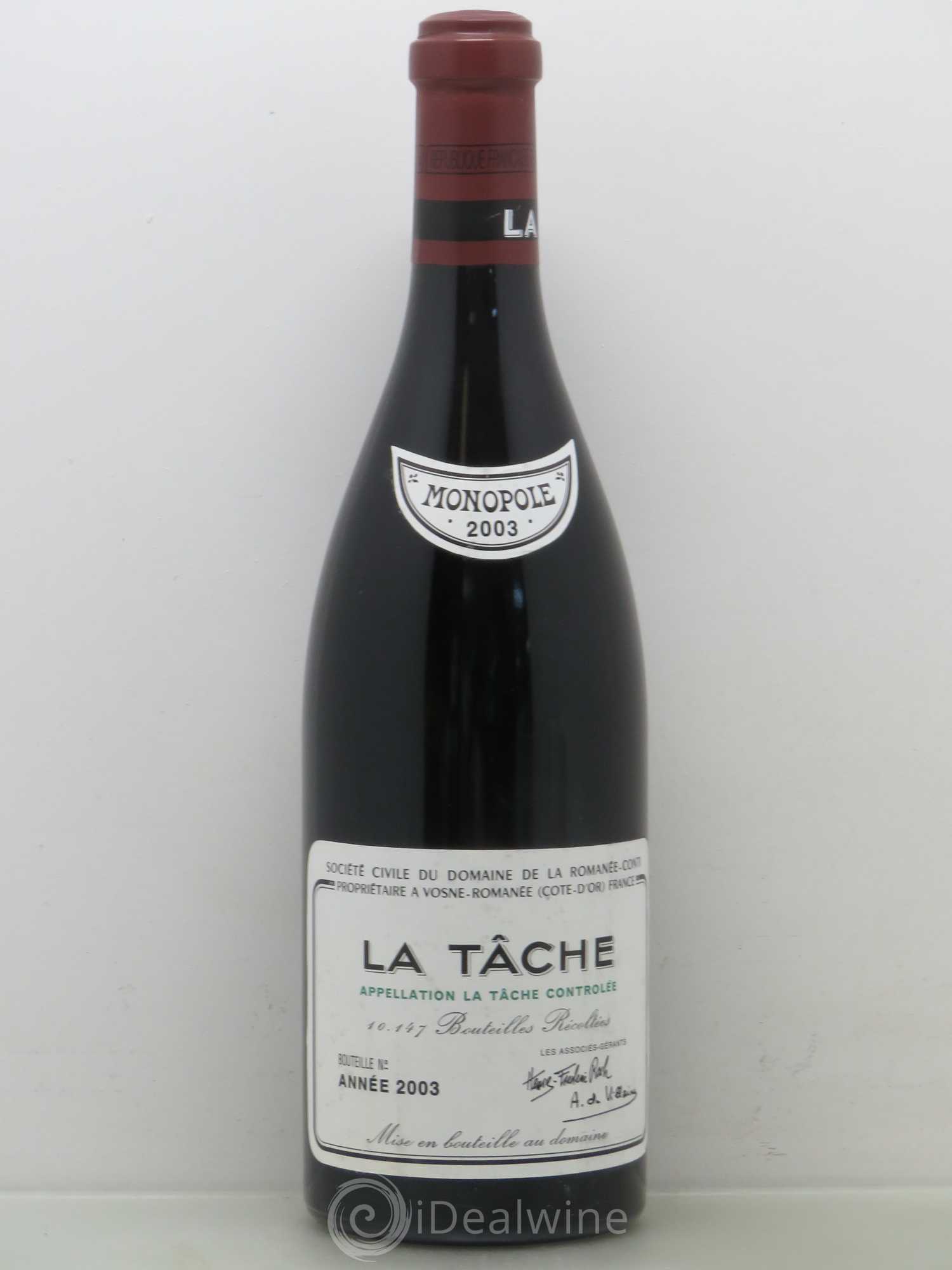 La Tâche Grand Cru Domaine de la Romanée-Conti 2003 - Lot de 1 bouteille - 0