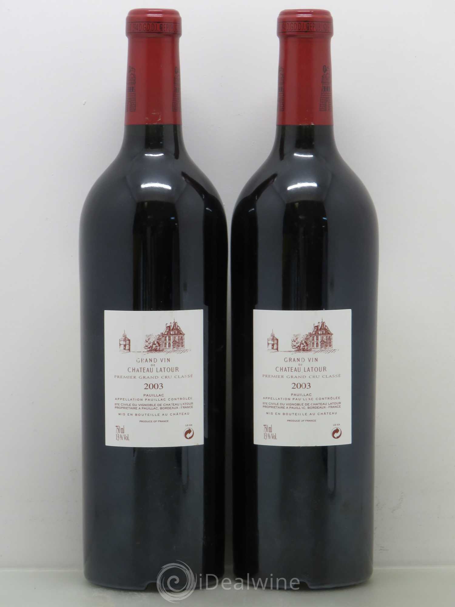 Château Latour 1er Grand Cru Classé 2003 - Lot de 2 bouteilles - 1