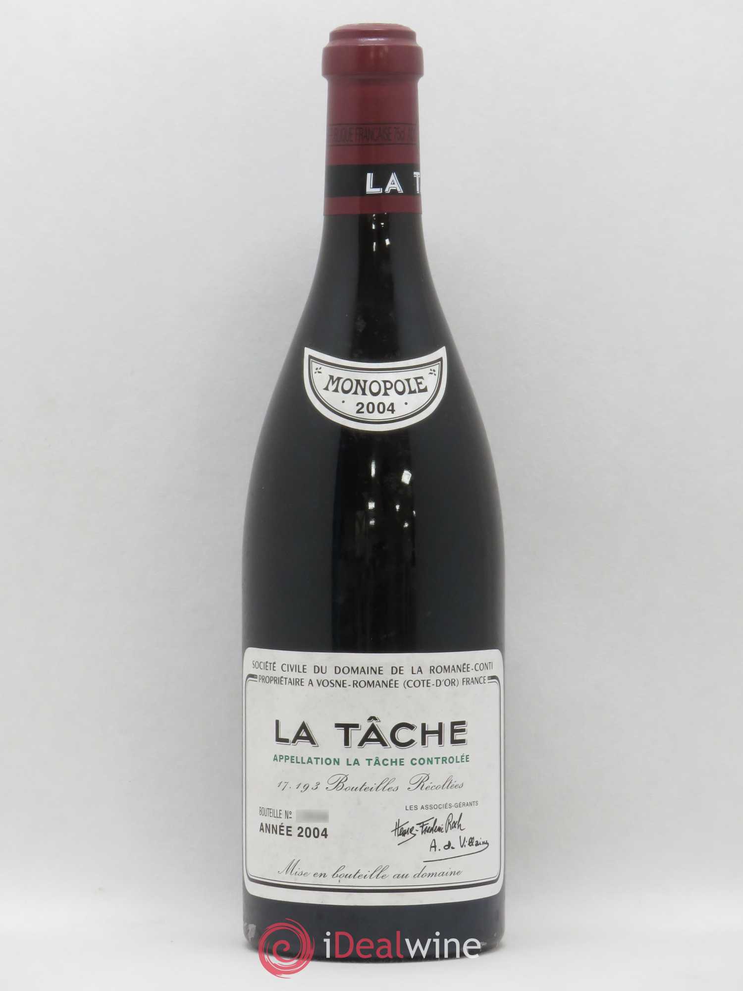 La Tâche Grand Cru Domaine de la Romanée-Conti 2004 - Lot de 1 bouteille - 0