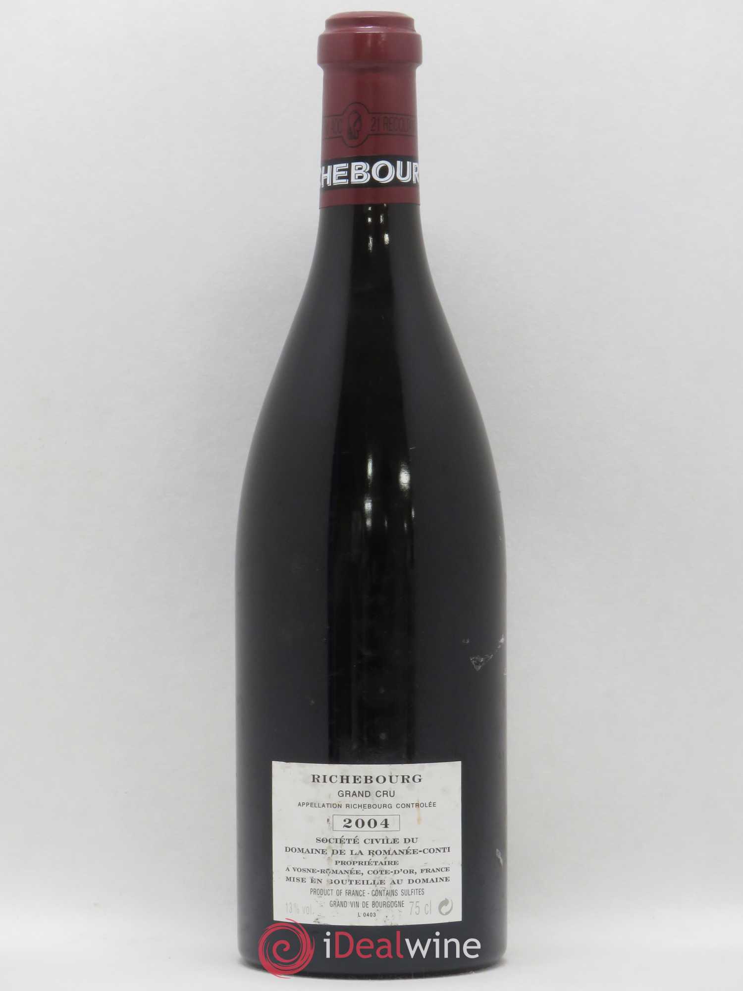 Richebourg Grand Cru Domaine de la Romanée-Conti 2004 - Lot de 1 bouteille - 1