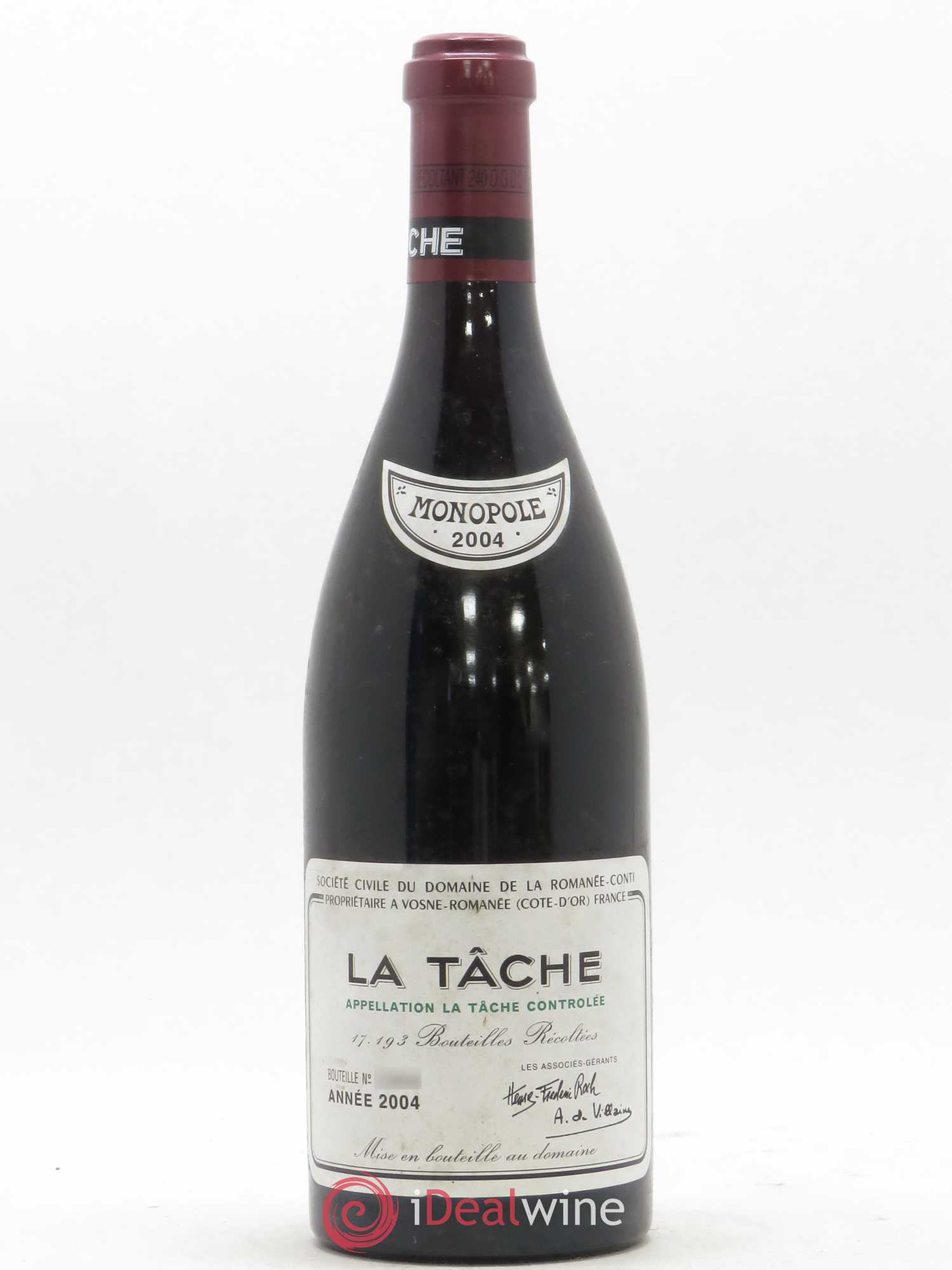 La Tâche Grand Cru Domaine de la Romanée-Conti 2004 - Lot de 1 bouteille - 0