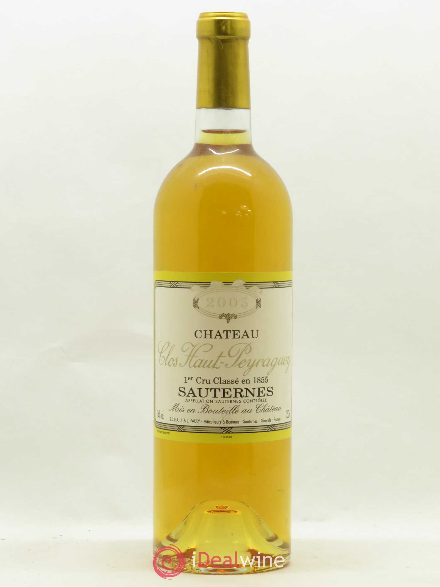 Clos Haut-Peyraguey 1er Grand Cru Classé 2003 - Lotto di 1 bottiglia - 0