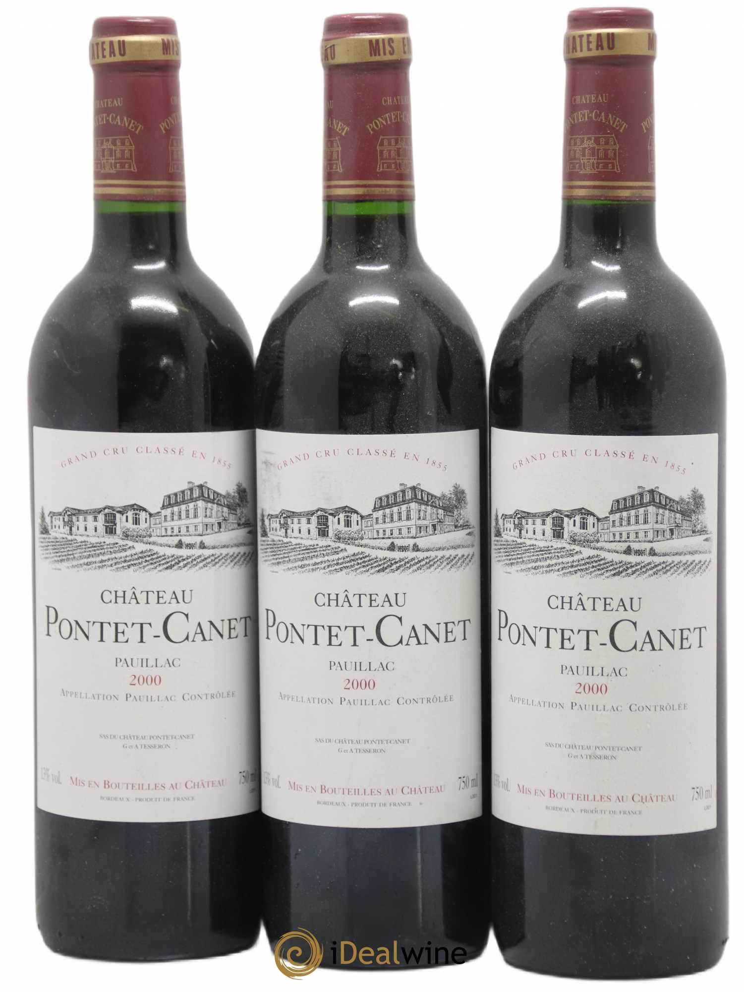 Château Pontet Canet 5ème Grand Cru Classé 2000 - Lot de 3 bouteilles - 0