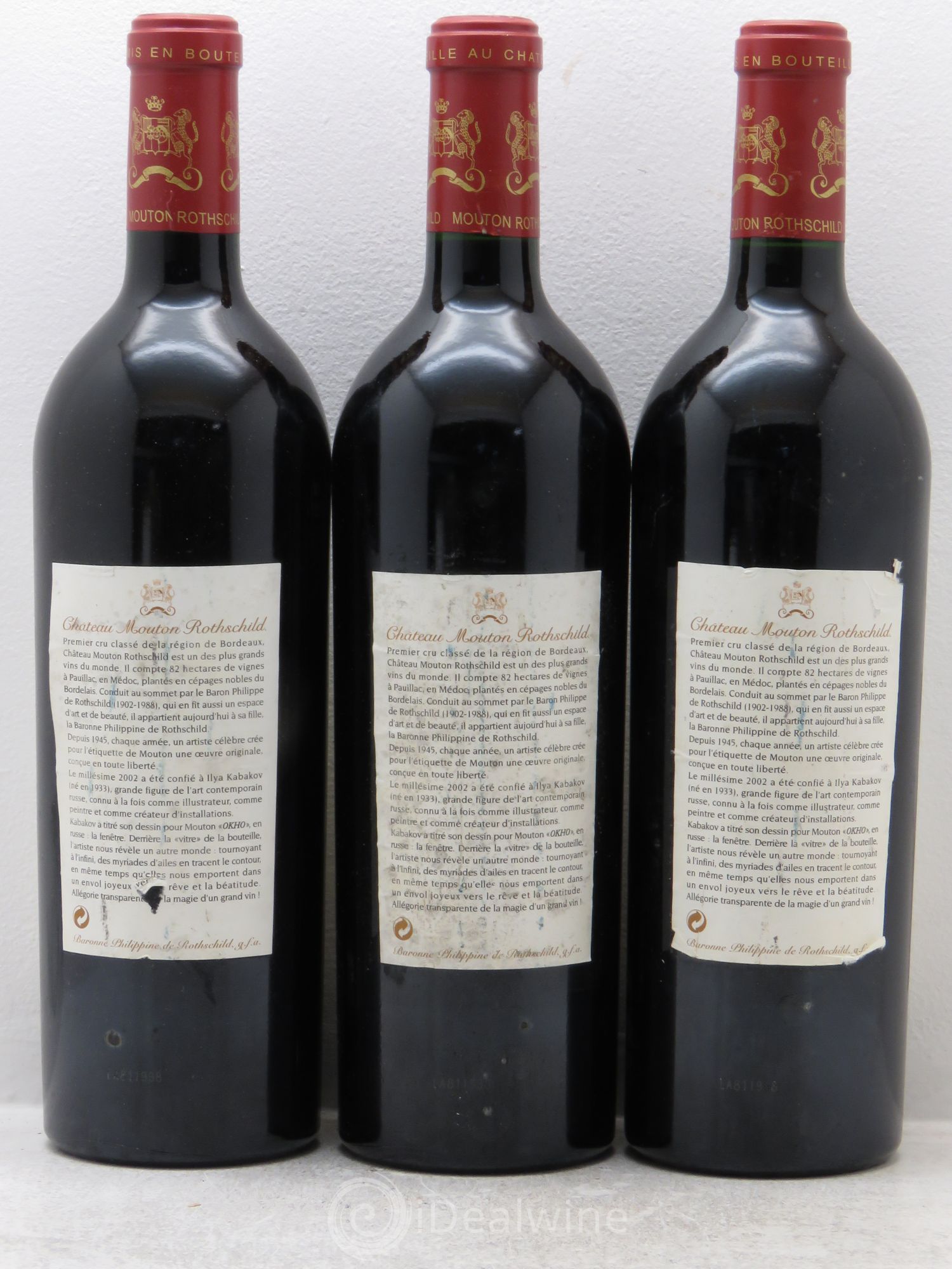 Château Mouton Rothschild 1er Grand Cru Classé 2002 - Lot de 3 bouteilles - 1