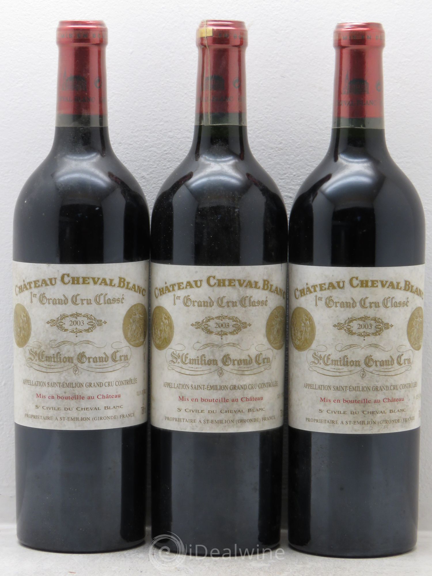 Château Cheval Blanc 1er Grand Cru Classé A 2003 - Lot de 3 bouteilles - 0