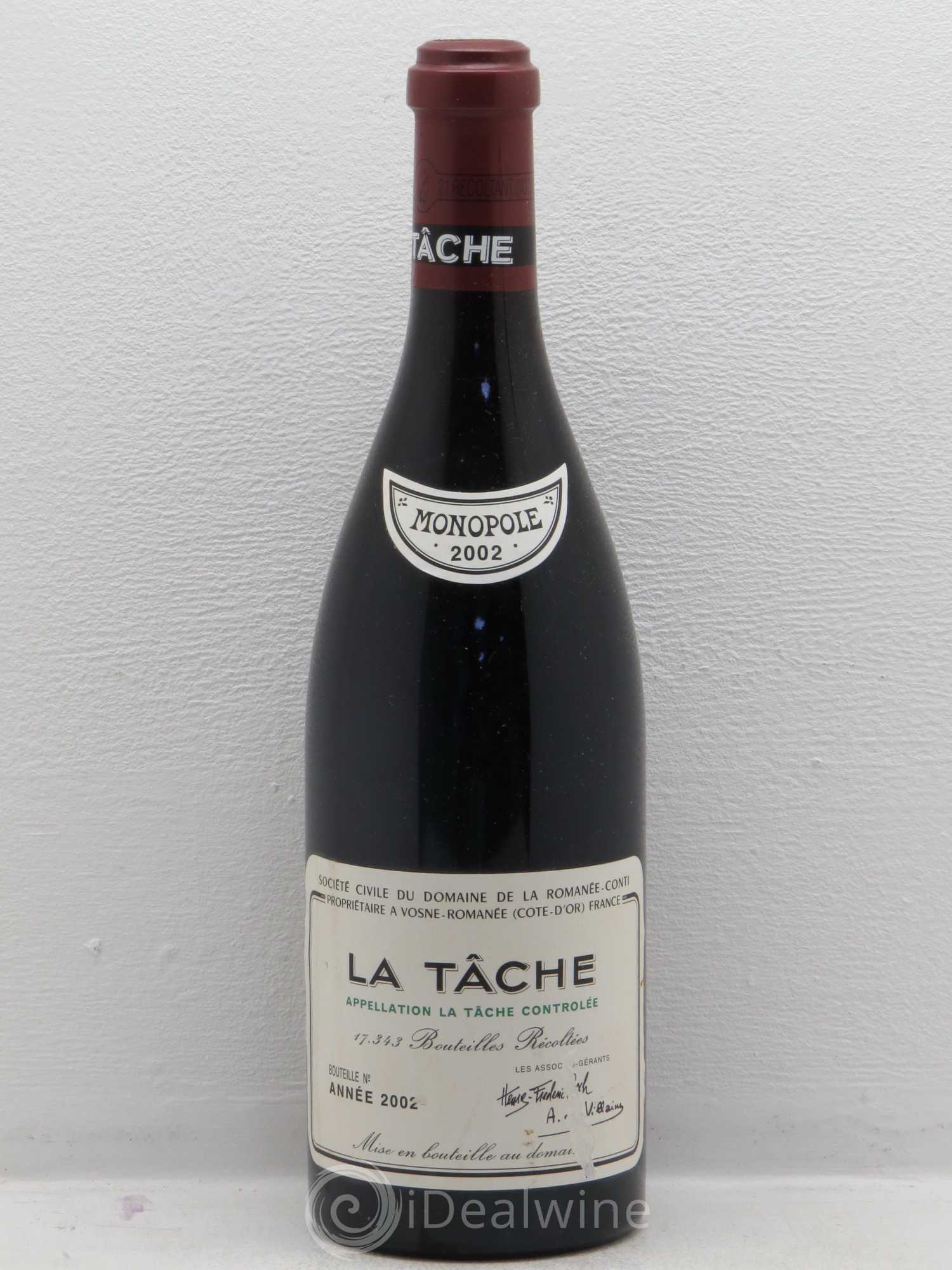 La Tâche Grand Cru Domaine de la Romanée-Conti 2002 - Lot de 1 bouteille - 0