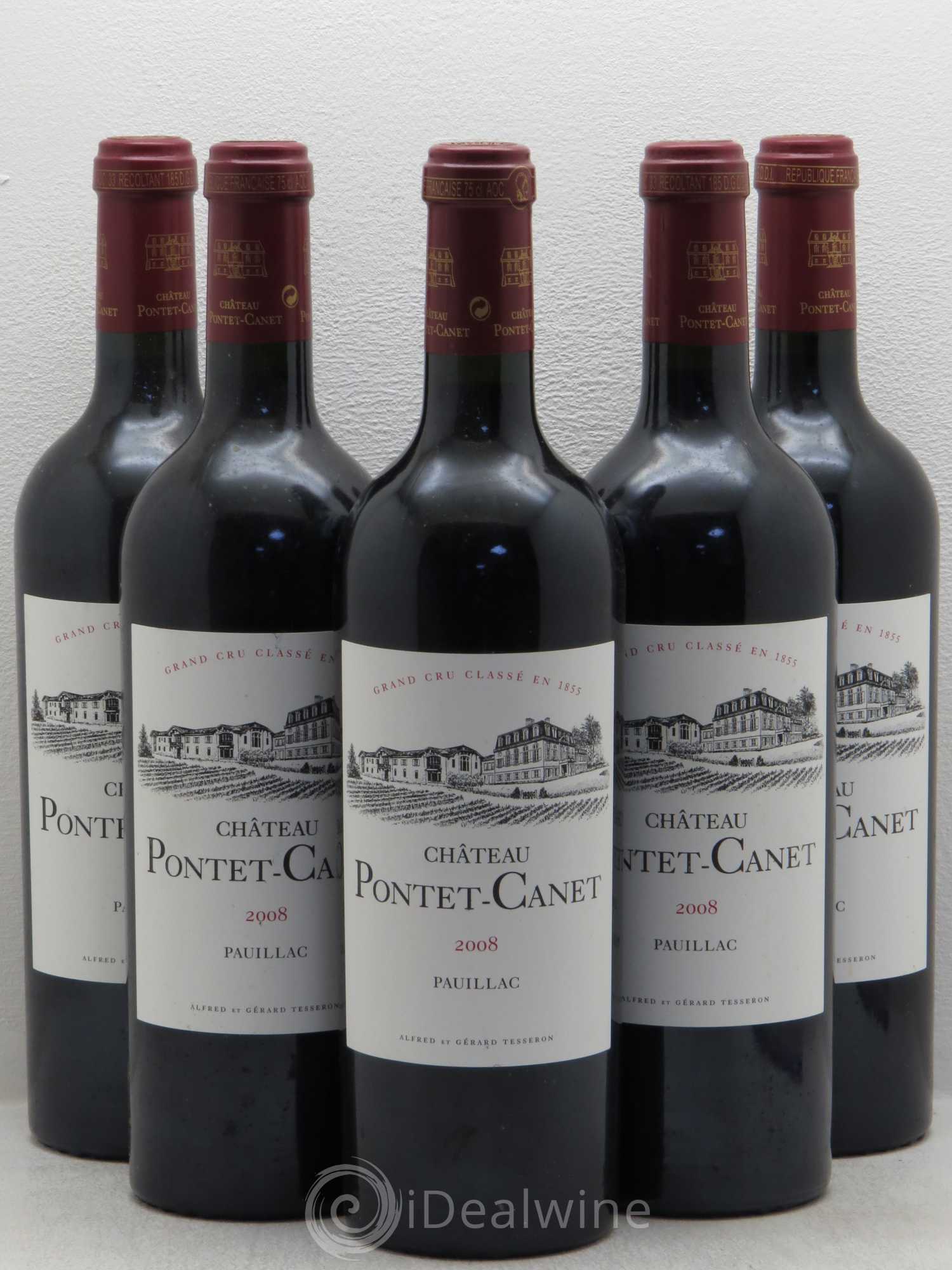 Château Pontet Canet 5ème Grand Cru Classé 2008 - Lot de 5 bouteilles - 0