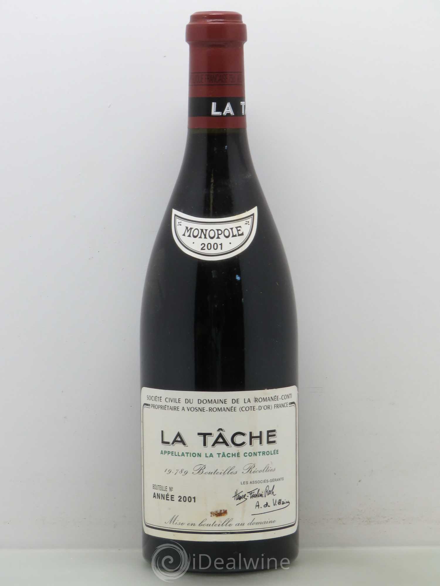 La Tâche Grand Cru Domaine de la Romanée-Conti 2001 - Lot de 1 bouteille - 0