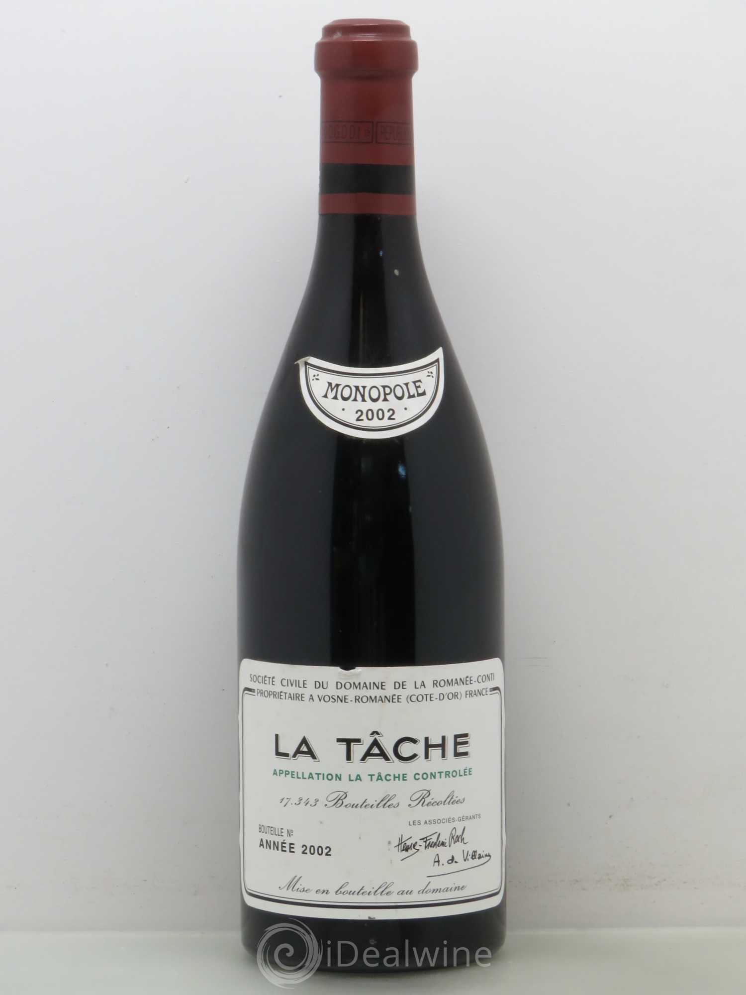 La Tâche Grand Cru Domaine de la Romanée-Conti 2002 - Lot de 1 bouteille - 0