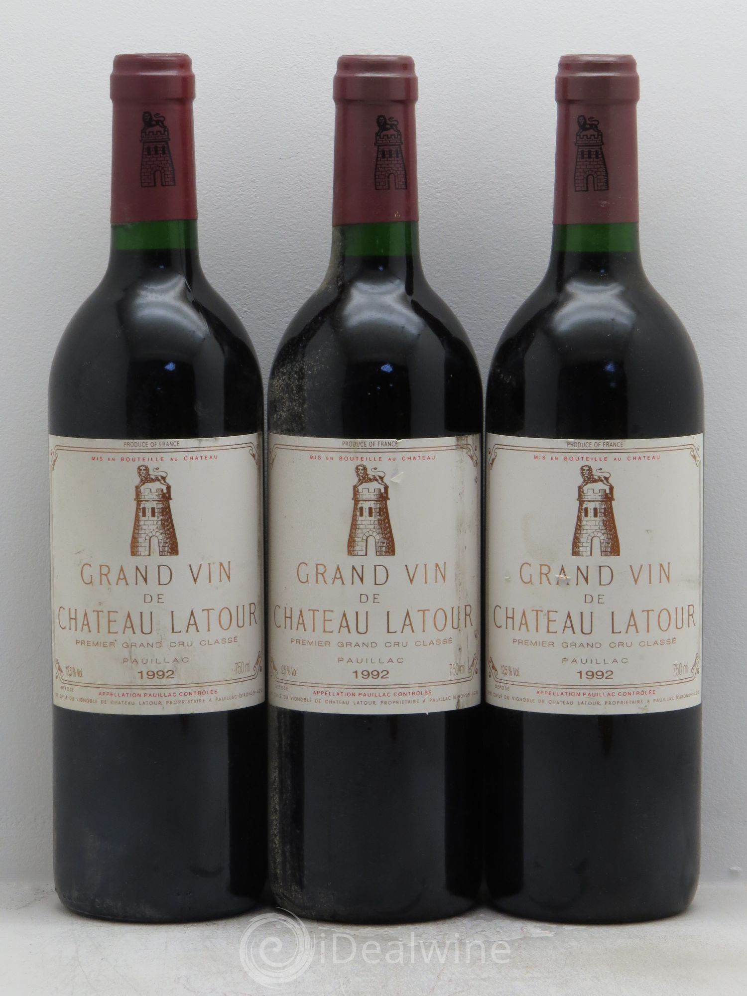 Château Latour 1er Grand Cru Classé 1992 - Lot de 3 bouteilles - 0