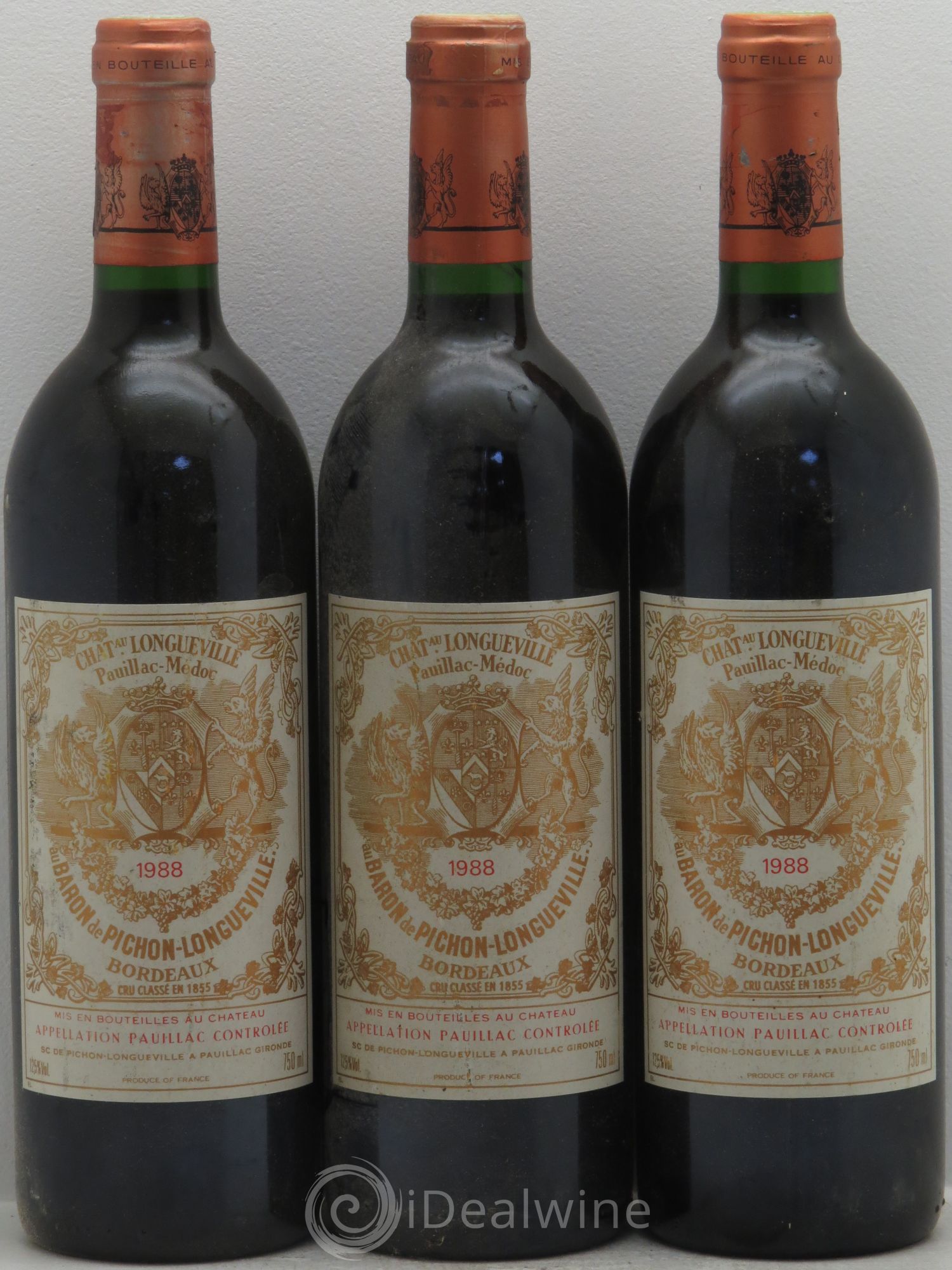 Pichon Longueville Baron 2ème Grand Cru Classé 1988 - Lot de 3 bouteilles - 0