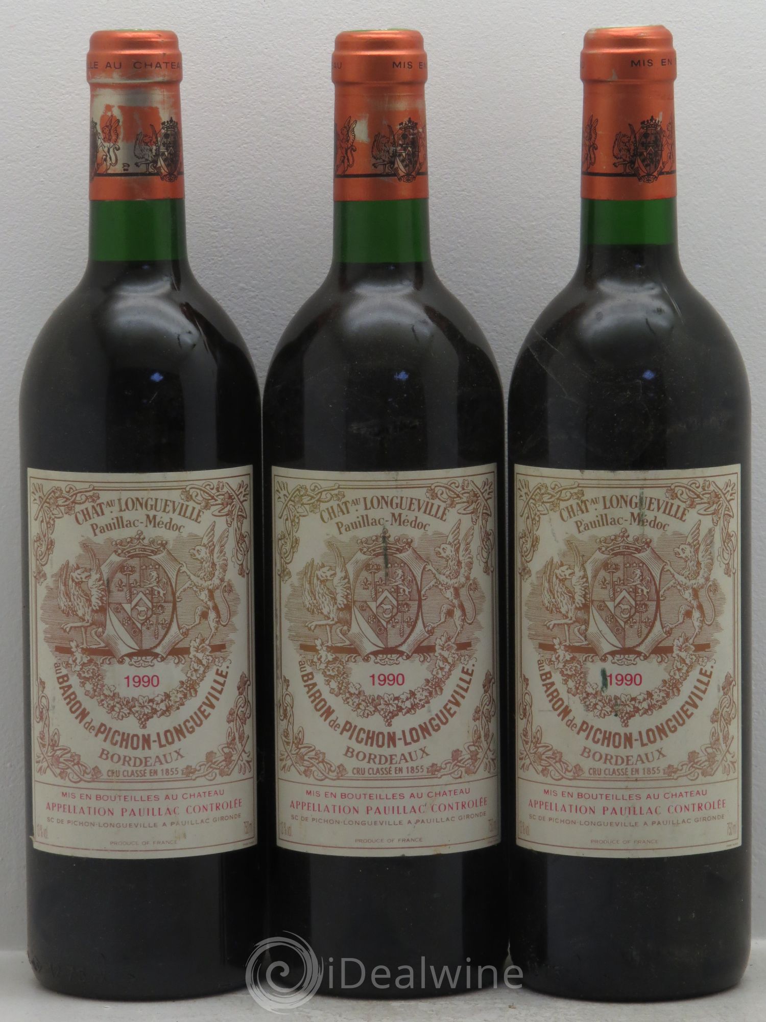 Pichon Longueville Baron 2ème Grand Cru Classé 1990 - Lot de 3 bouteilles - 0