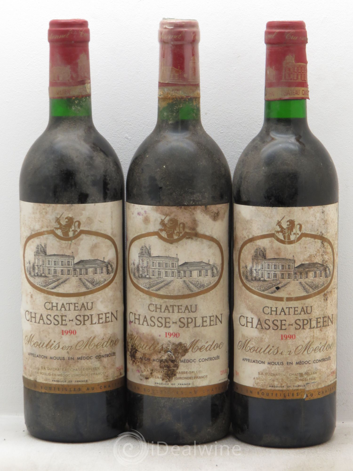 Château Chasse Spleen 1990 - Lot de 3 bouteilles - 0