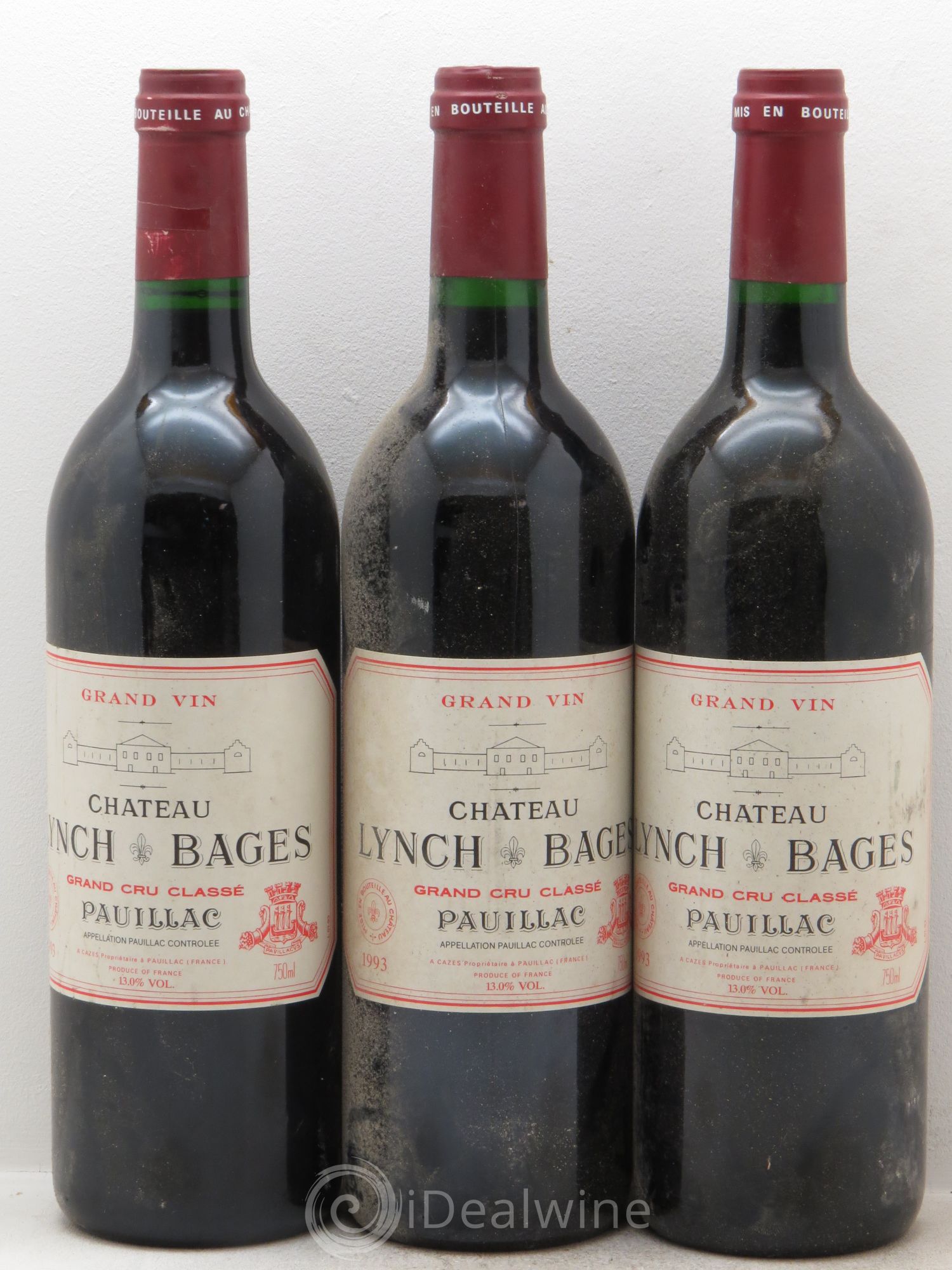 Château Lynch Bages 5ème Grand Cru Classé 1993 - Lot de 3 bouteilles - 0