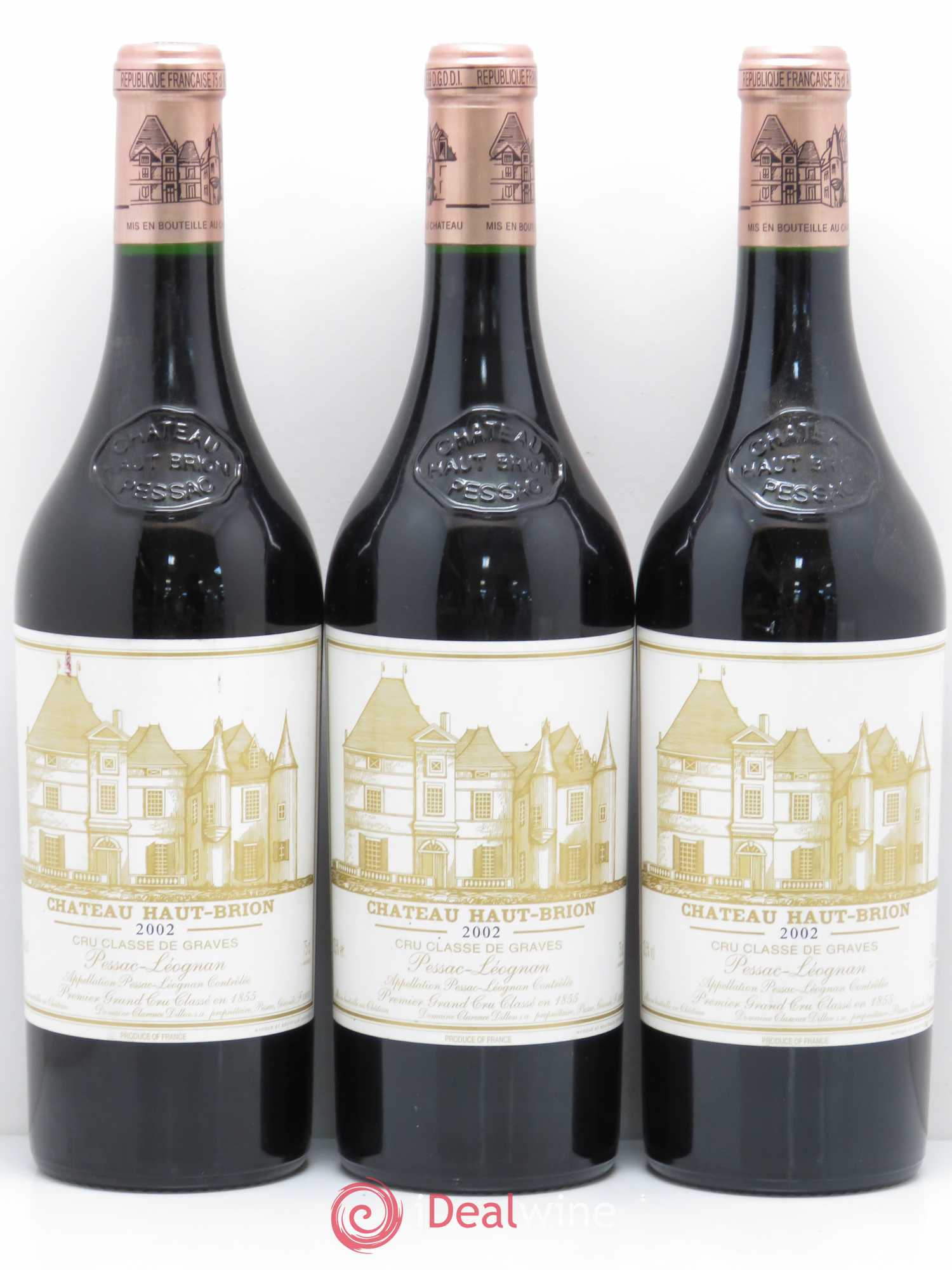 Château Haut Brion 1er Grand Cru Classé 2002 - Lot de 3 bouteilles - 0