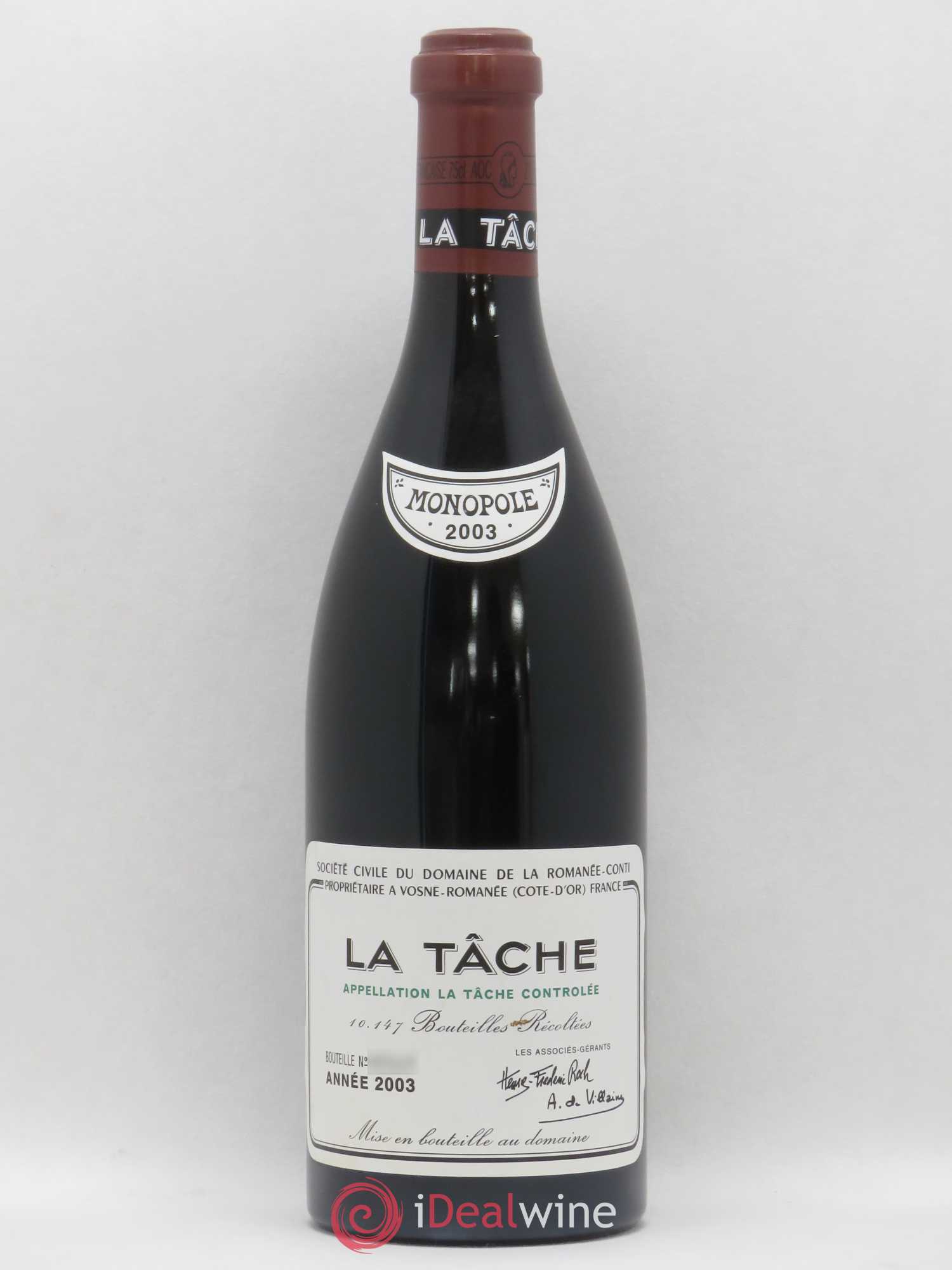 La Tâche Grand Cru Domaine de la Romanée-Conti 2003 - Lot de 1 bouteille - 0