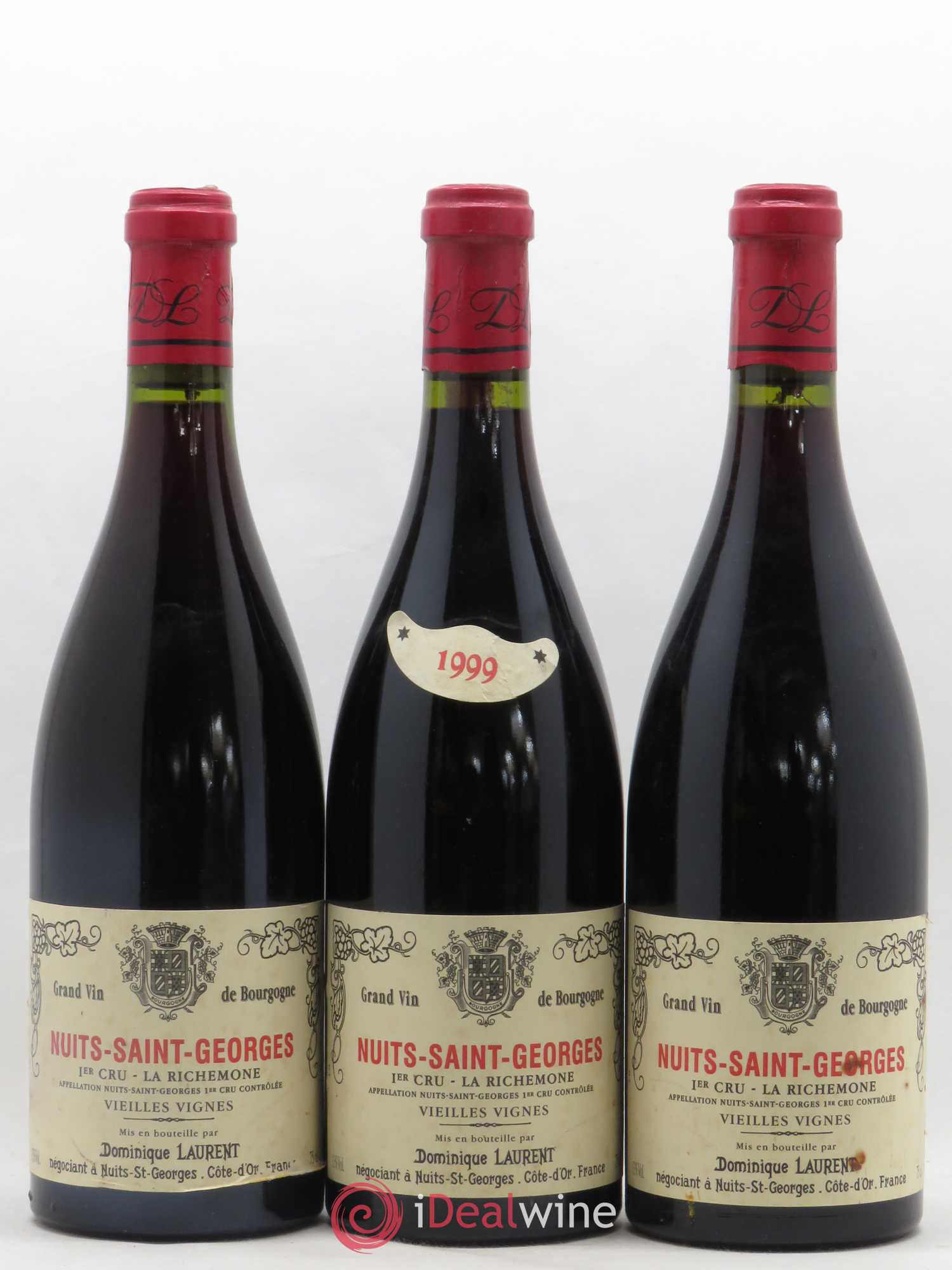 Nuits-Saint-Georges 1er Cru La Richemone Vieilles Vignes Dominique Laurent 1999 - Lot de 3 bouteilles - 0
