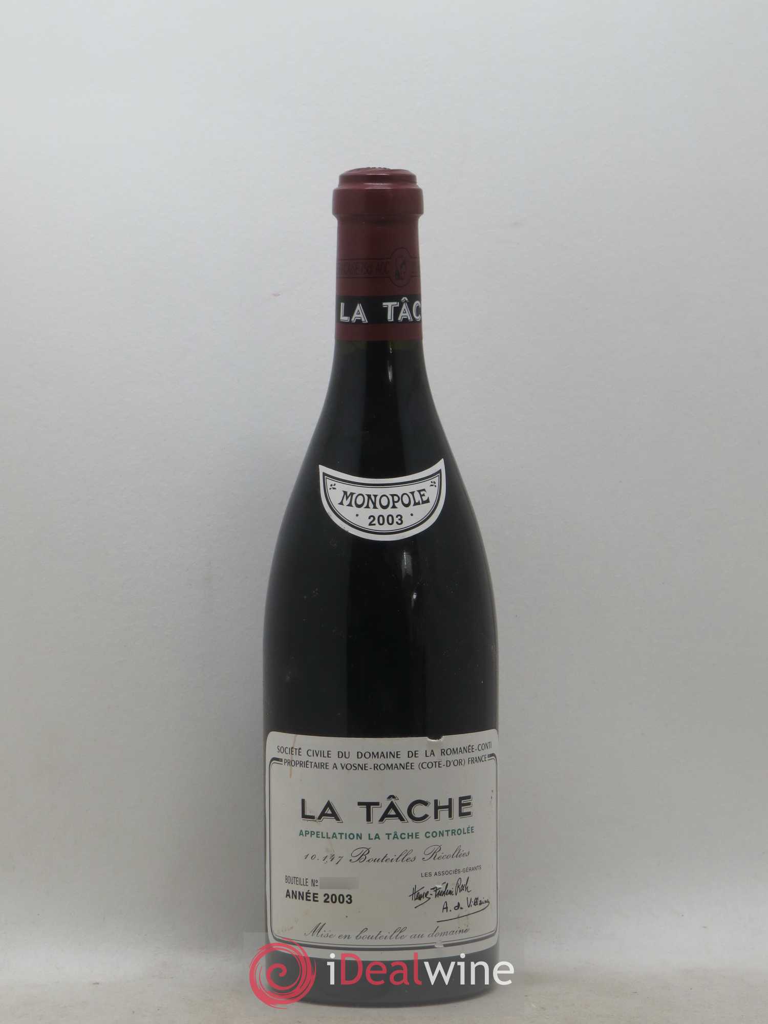 La Tâche Grand Cru Domaine de la Romanée-Conti 2003 - Lot de 1 bouteille - 0