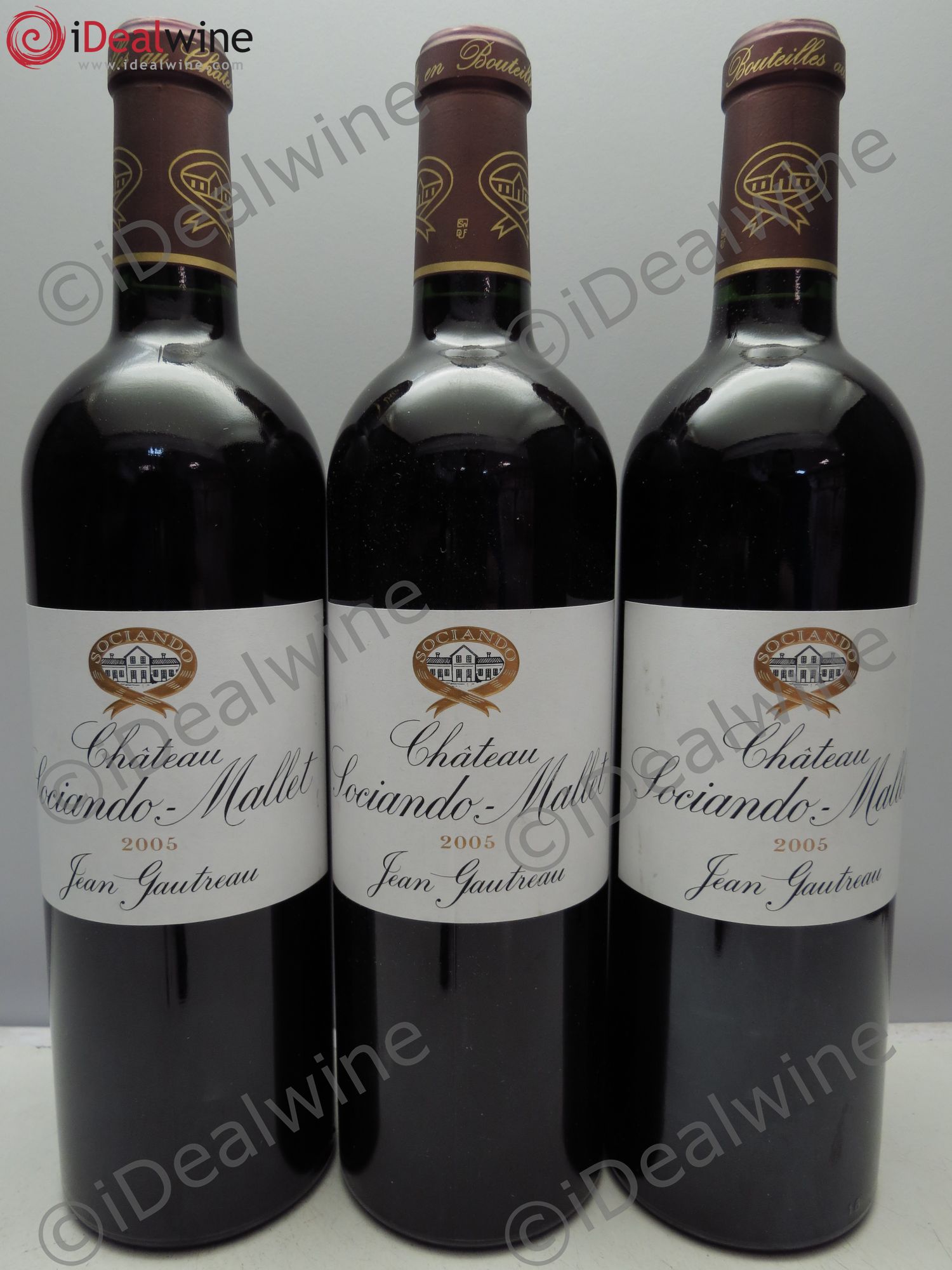 Château Sociando Mallet 2005 - Lot de 3 bouteilles - 0