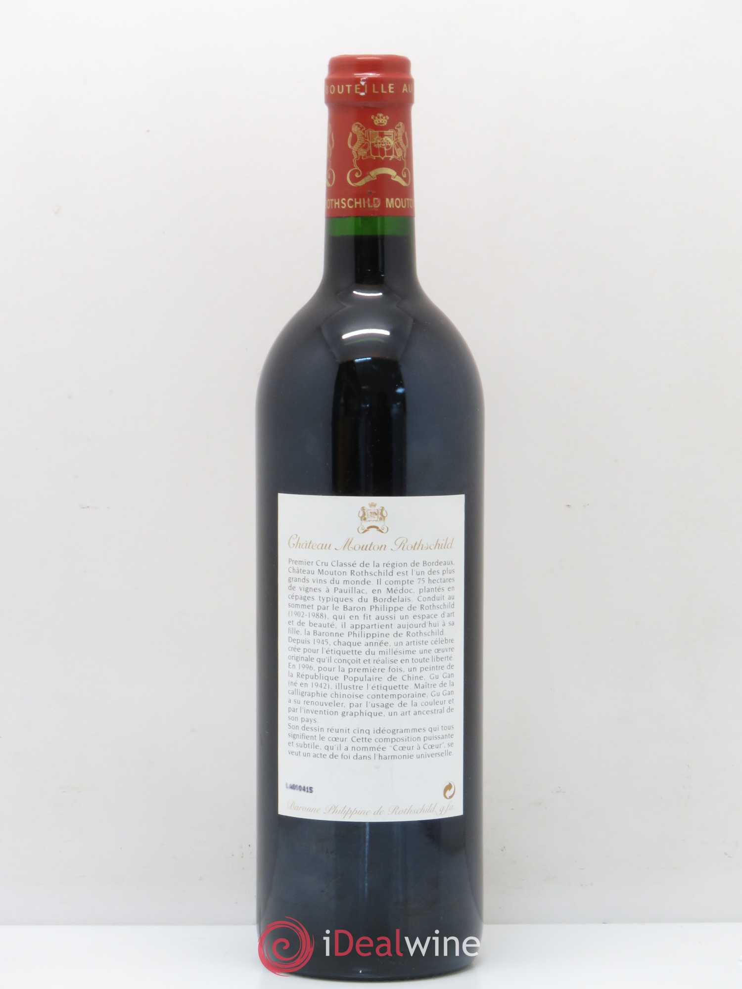 Château Mouton Rothschild 1er Grand Cru Classé 1996 - Lot de 1 bouteille - 1