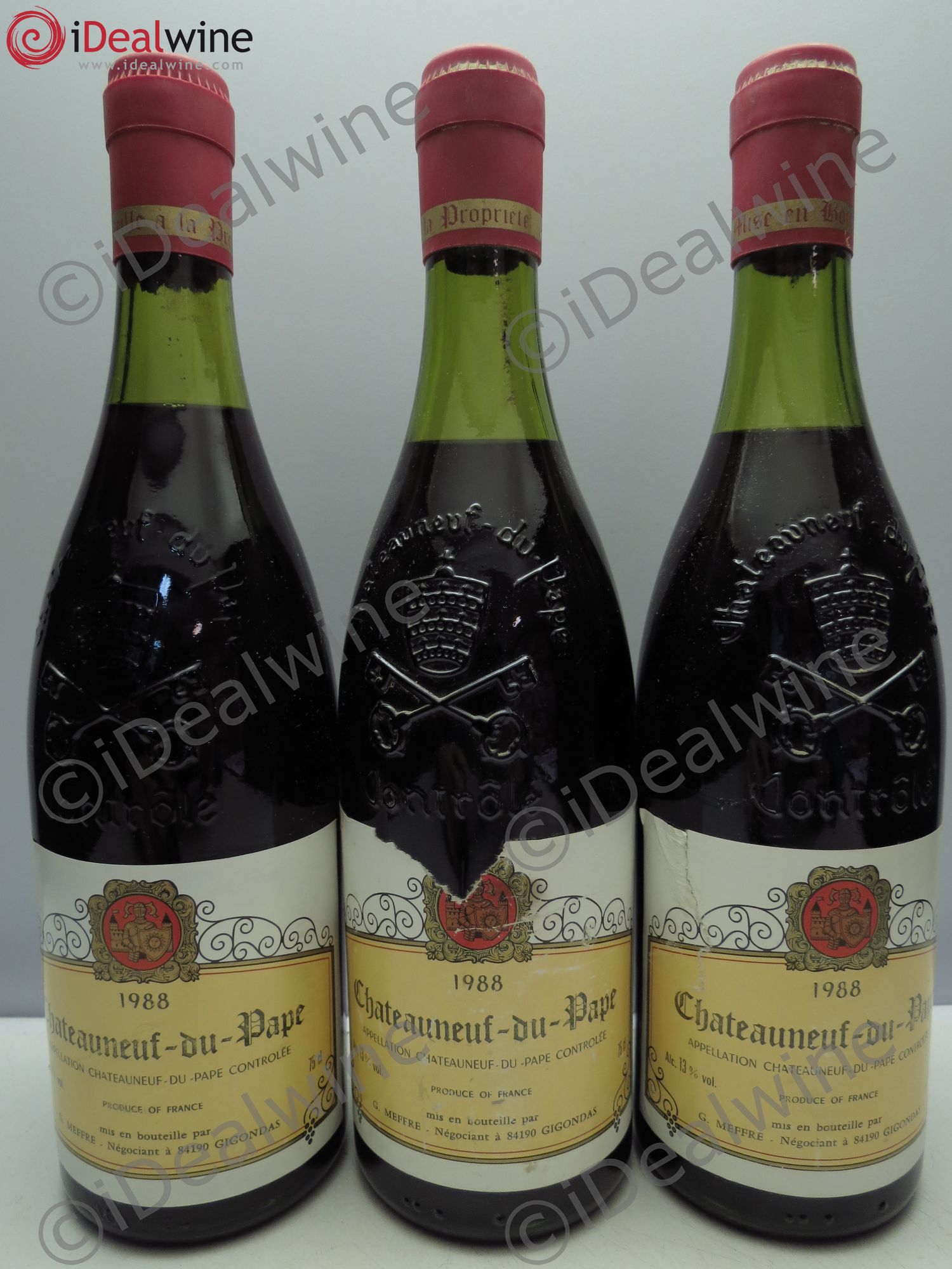 Châteauneuf-du-Pape Gabriel Meffre 1988 - Lot de 3 bouteilles - 0