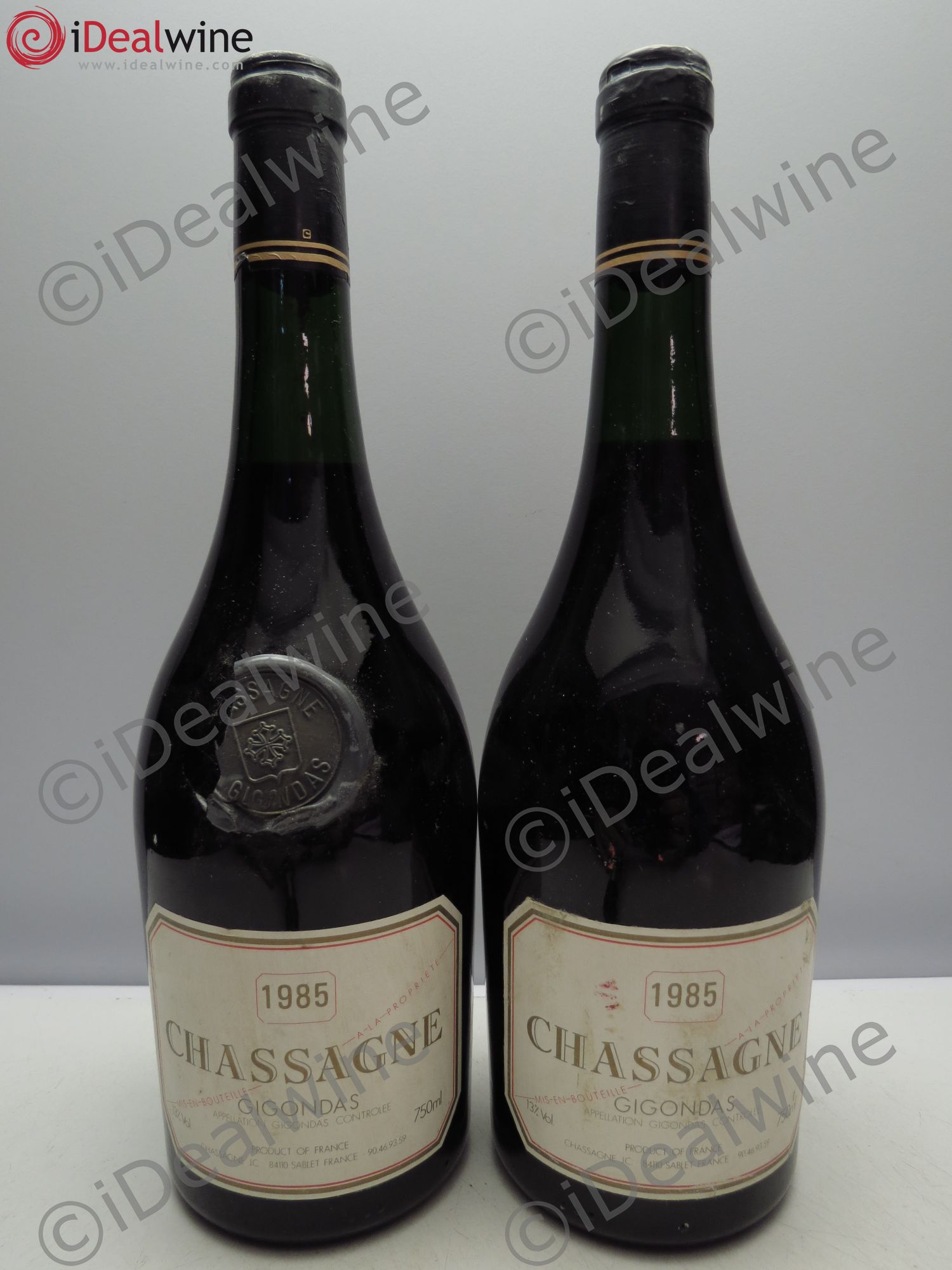 Gigondas Domaine Chassagne (un sceau cire manquant) 1985 - Posten von 2 Flaschen - 0