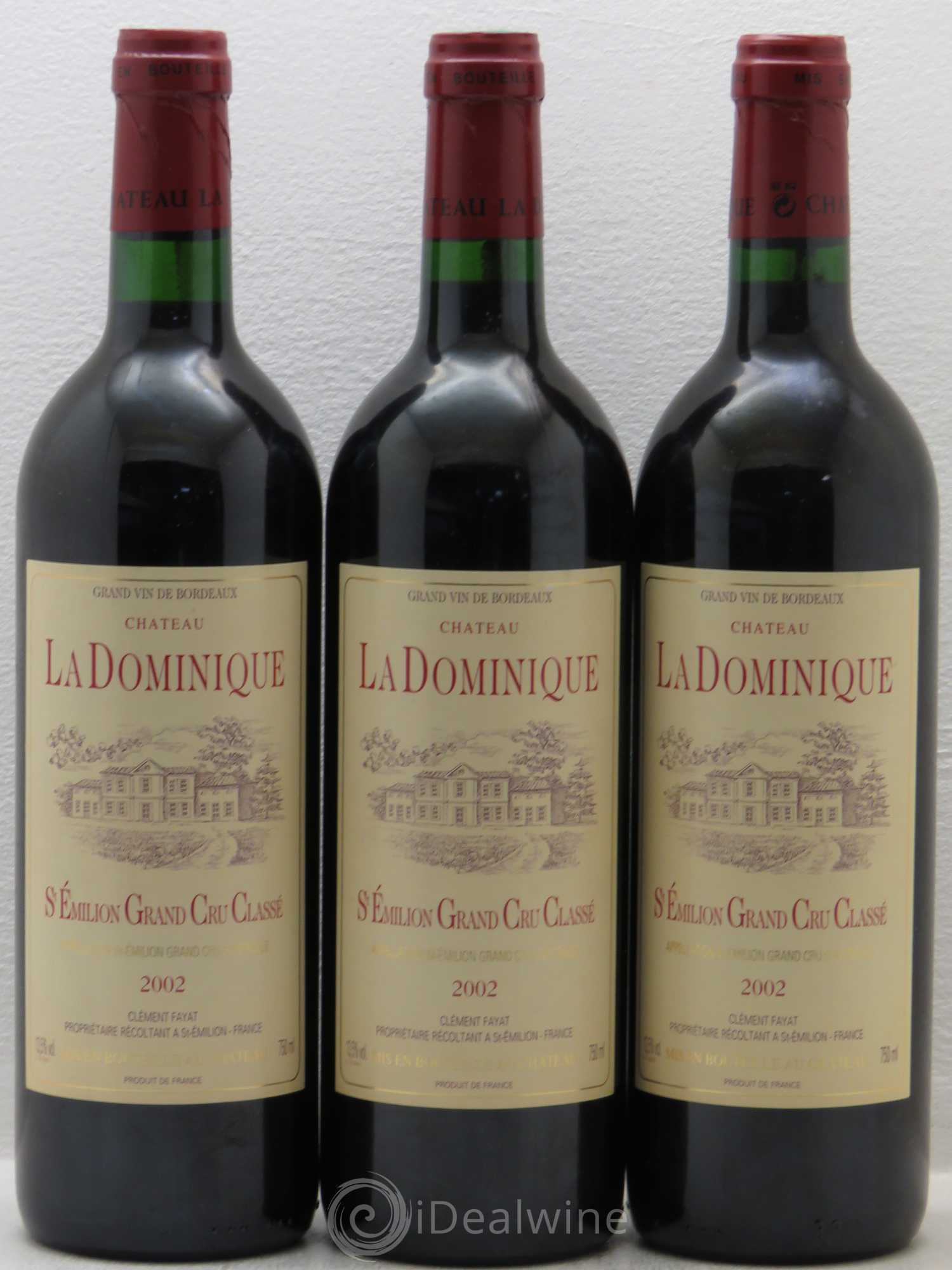 Château la Dominique Grand Cru Classé 2002 - Lot de 3 bouteilles - 0