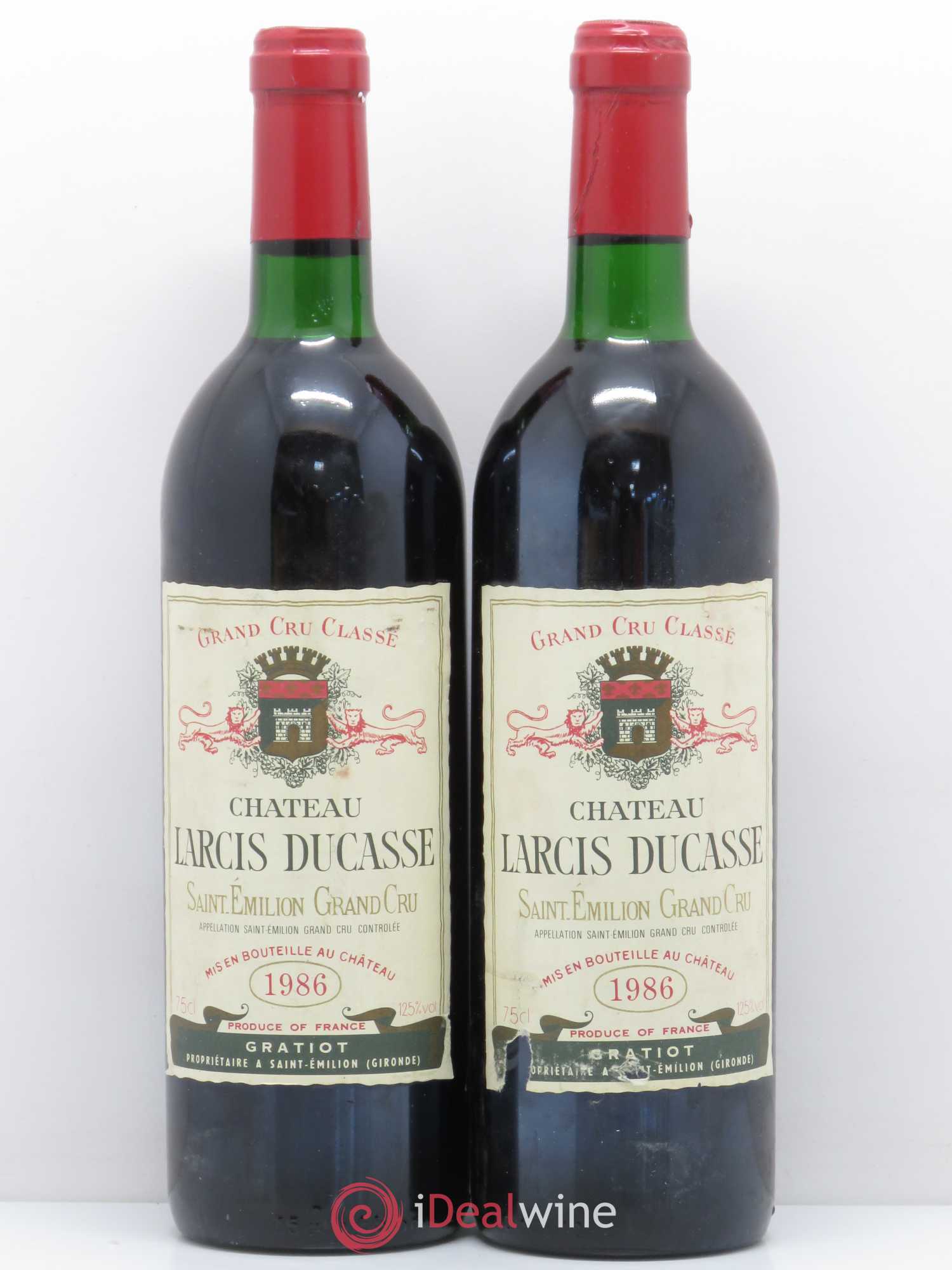 Château Larcis Ducasse 1er Grand Cru Classé B 1986 - Lot de 2 bouteilles - 0