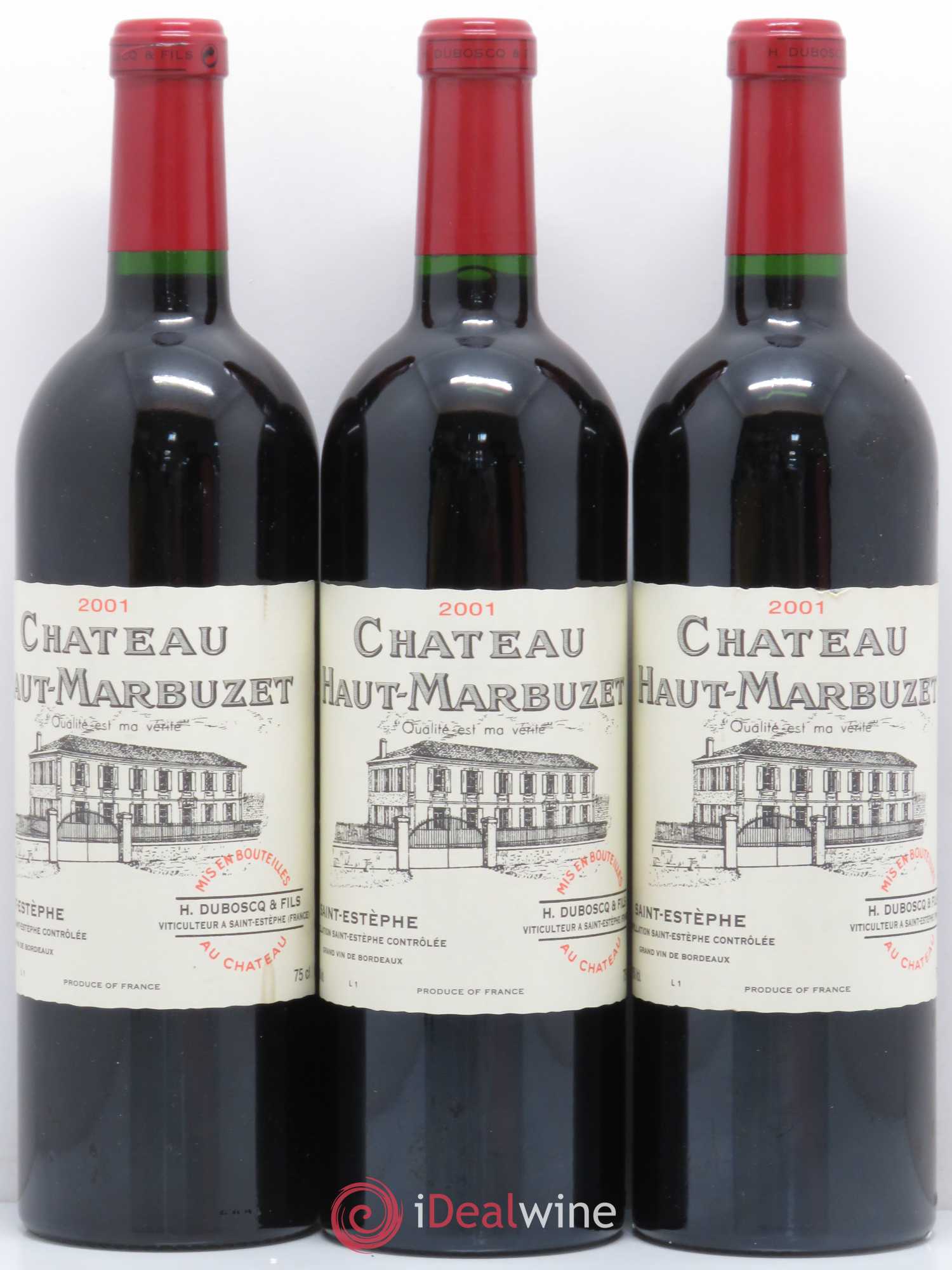 Château Haut Marbuzet 2001 - Lot de 3 bouteilles - 0