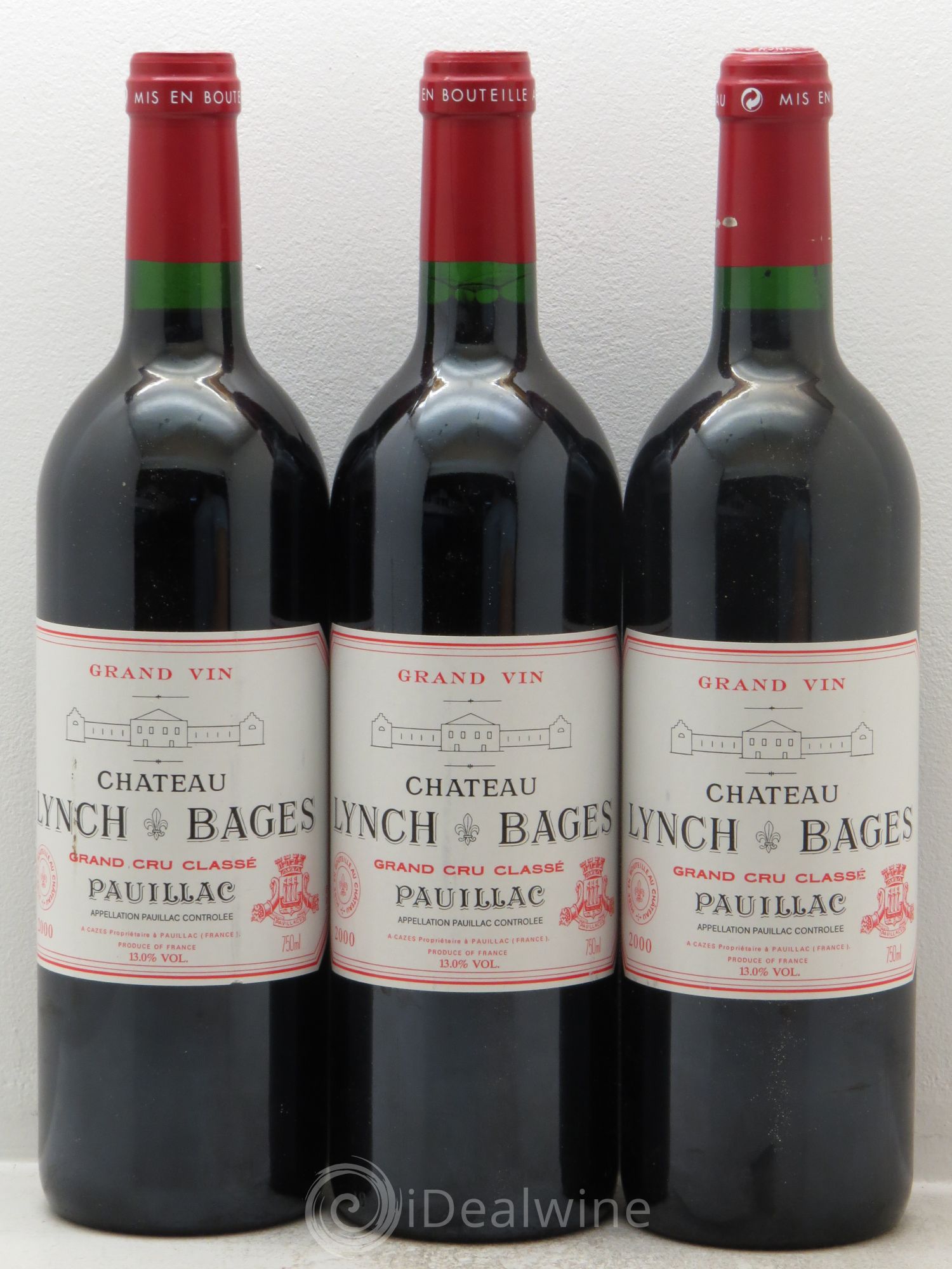 Château Lynch Bages 5ème Grand Cru Classé 2000 - Lot de 3 bouteilles - 0