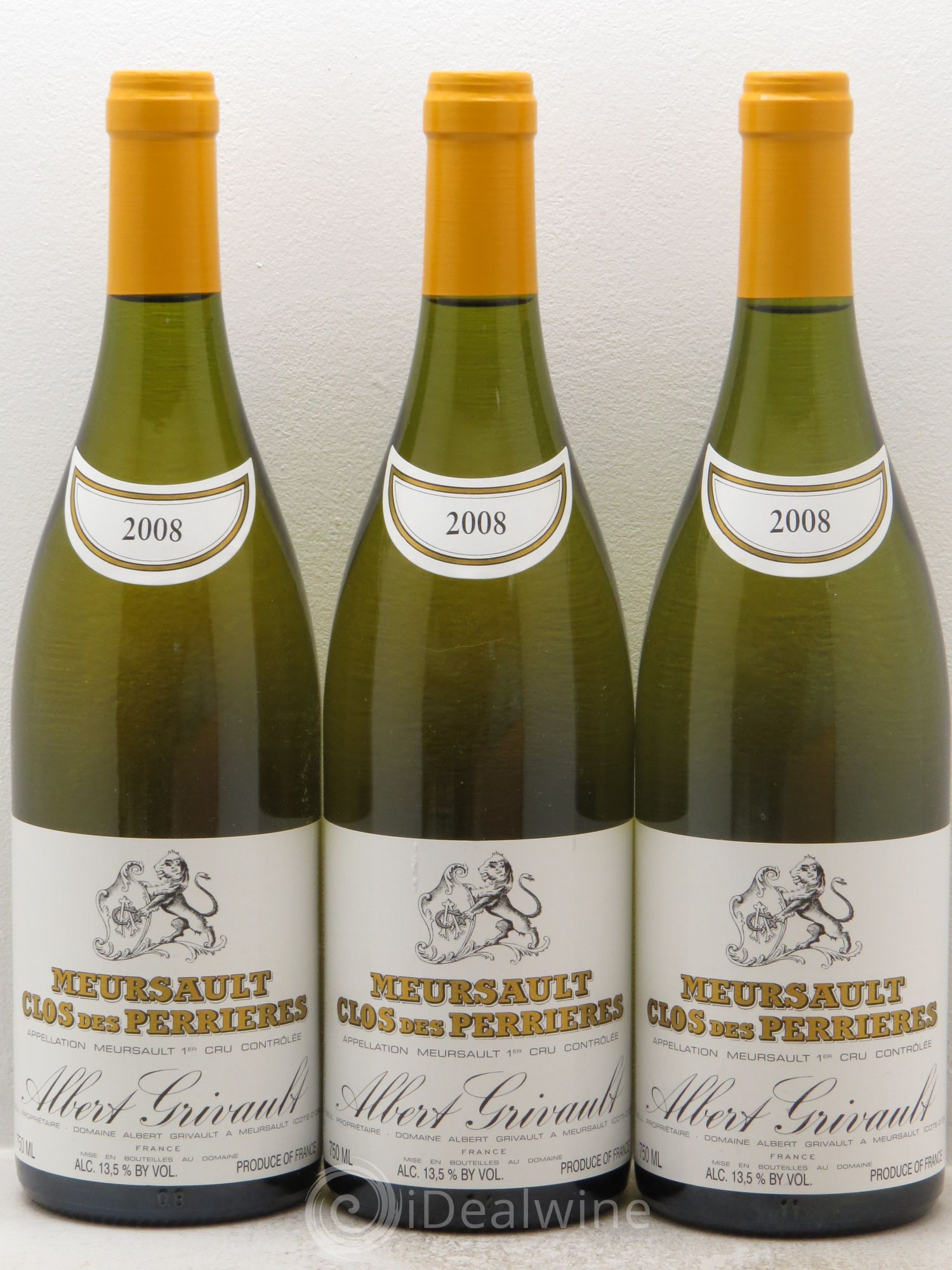 Meursault 1er Cru Clos des Perrières Monopole Albert Grivault 2008 - Lot de 3 bouteilles - 0