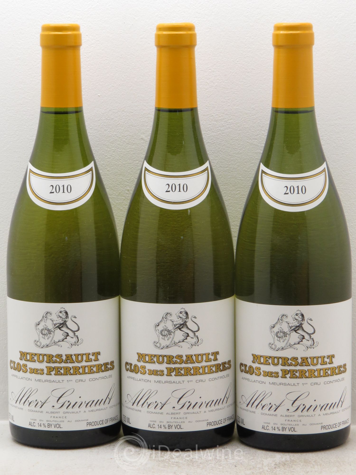 Meursault 1er Cru Clos des Perrières Monopole Albert Grivault 2010 - Lot de 3 bouteilles - 0